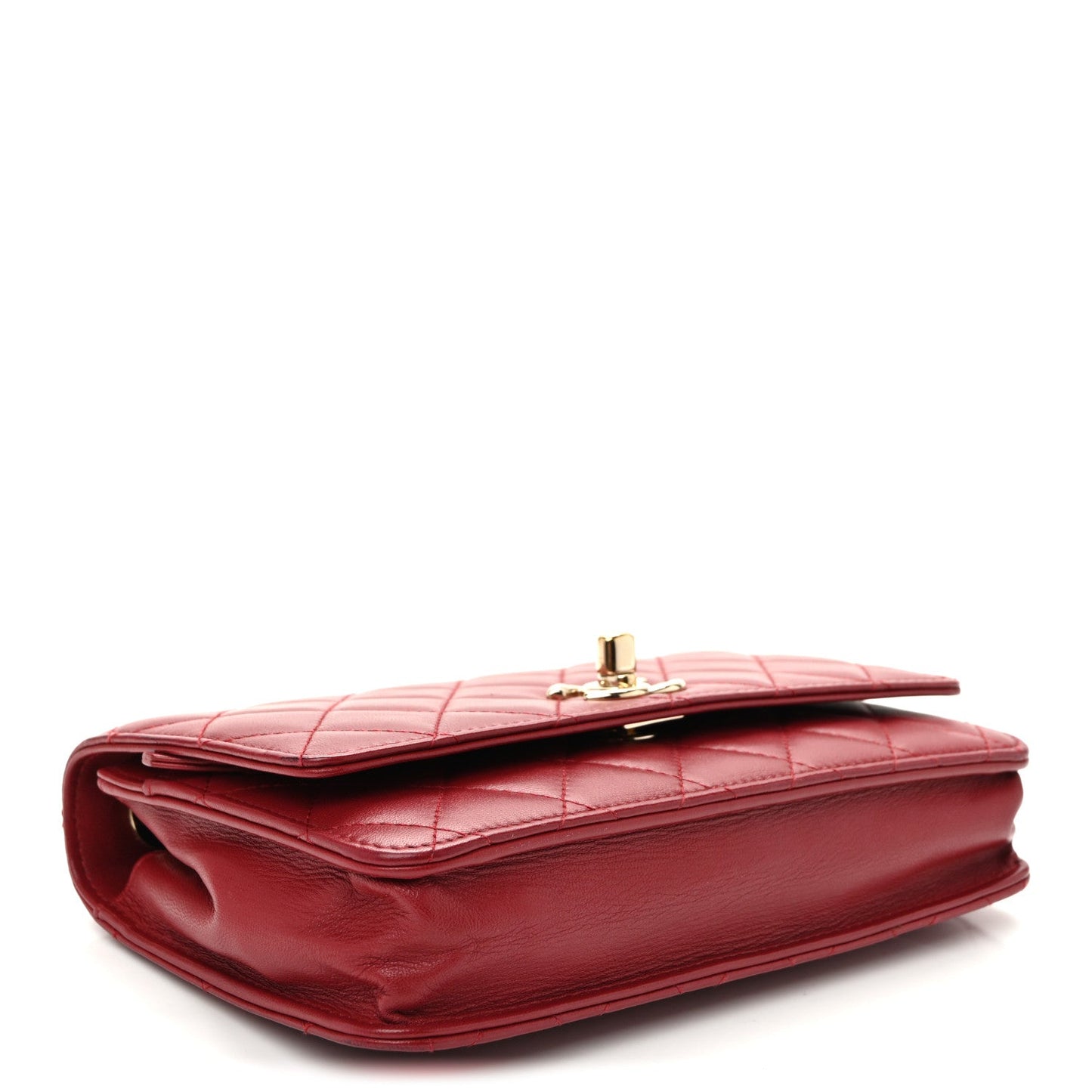 Lambskin Quilted Trendy CC Wallet On Chain WOC Red
