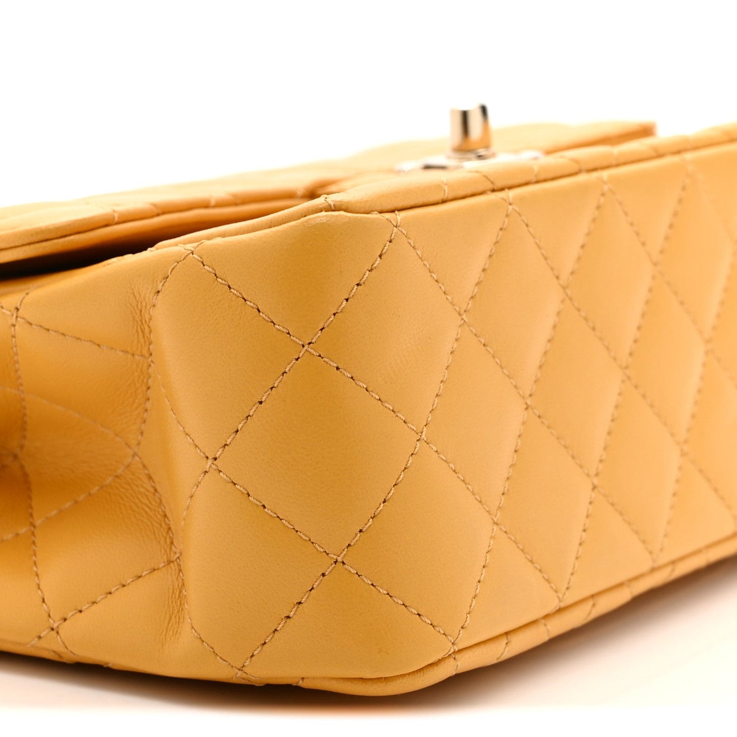 Lambskin Quilted Medium Crystal Top Handle Rectangular Flap Yellow