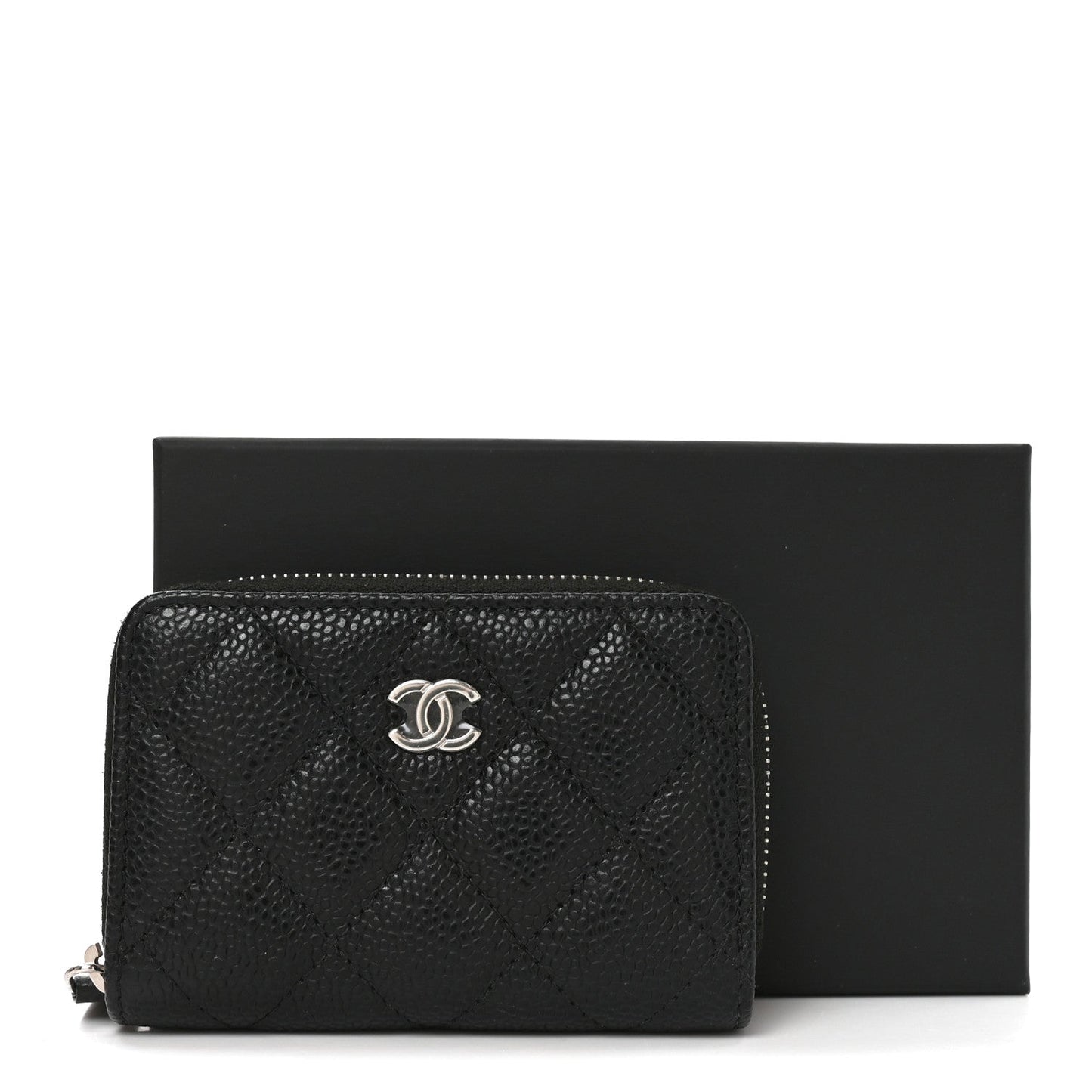 Caviar Quilted Zip Coin Purse Black