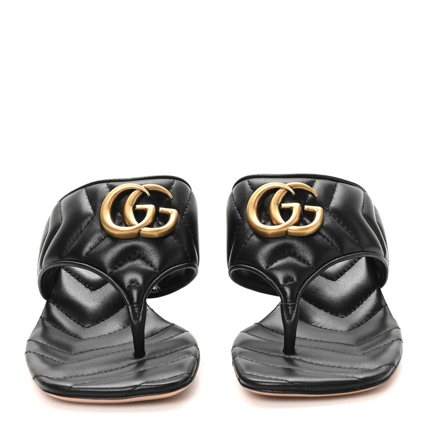 Nappa Charlotte Double G Marmont Thong Pumps 35 Black 35 Mystic White
