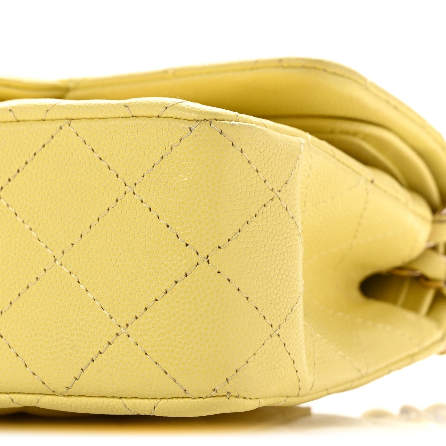 Caviar Quilted Small Double Flap Light Yellow