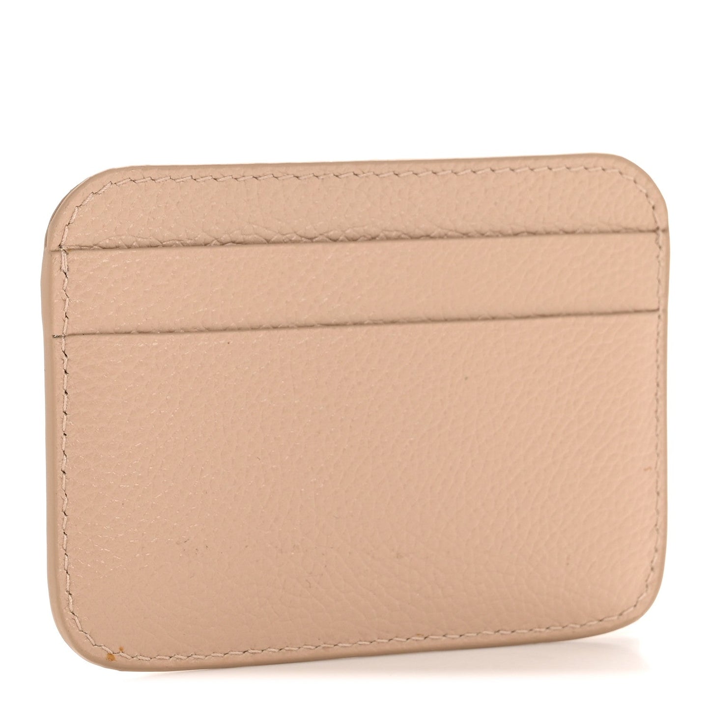 Grained Calfskin Logo Cash Rounded Card Holder Beige