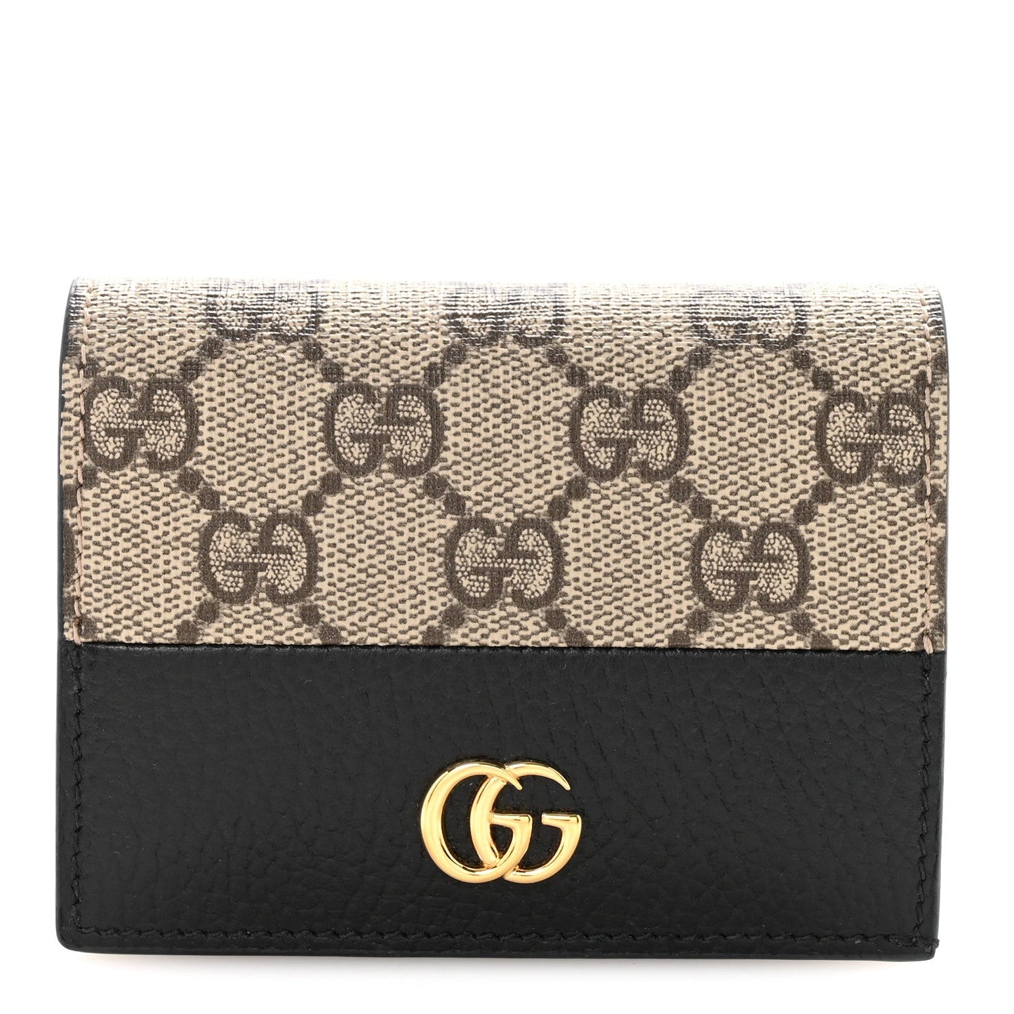 Dollar Calfskin GG Supreme Monogram GG Marmont Card Case Black Beige Ebony