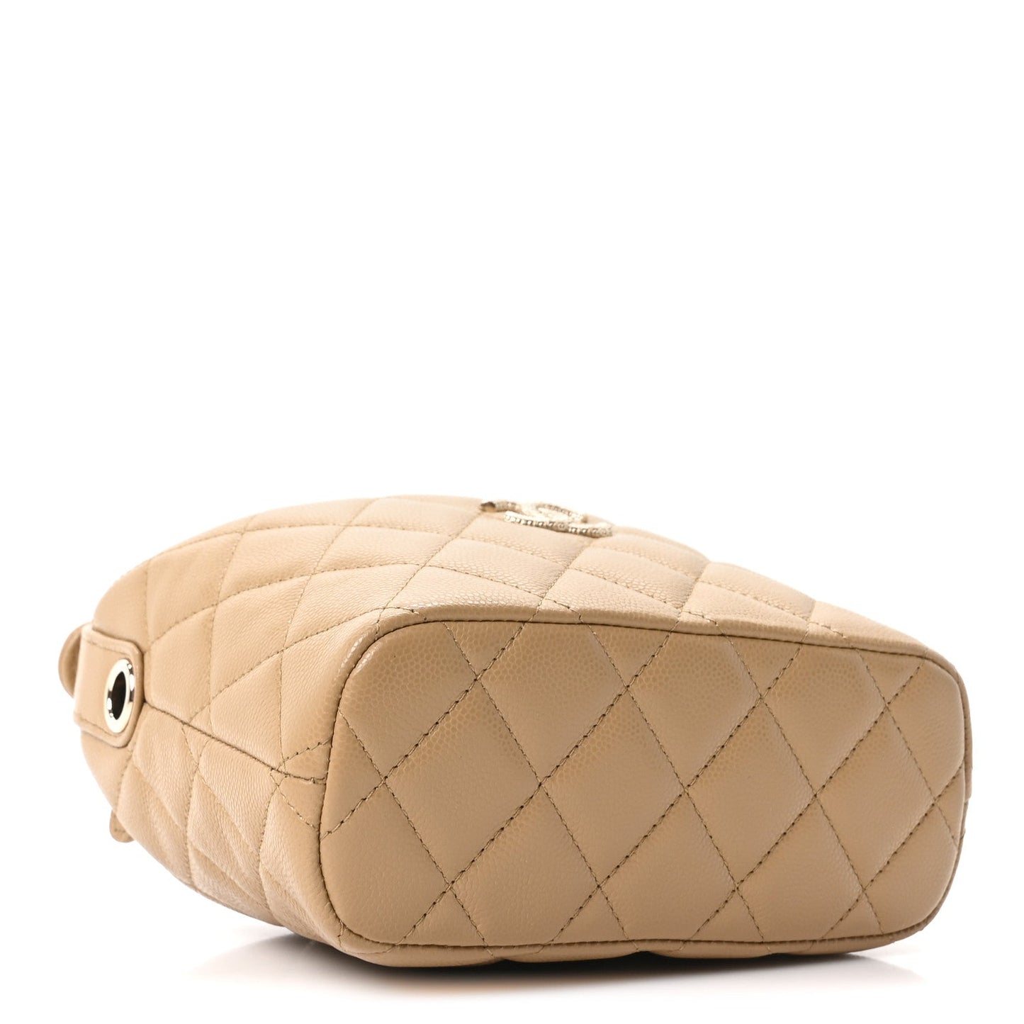Caviar Quilted Hobo Clutch With Chain Dark Beige