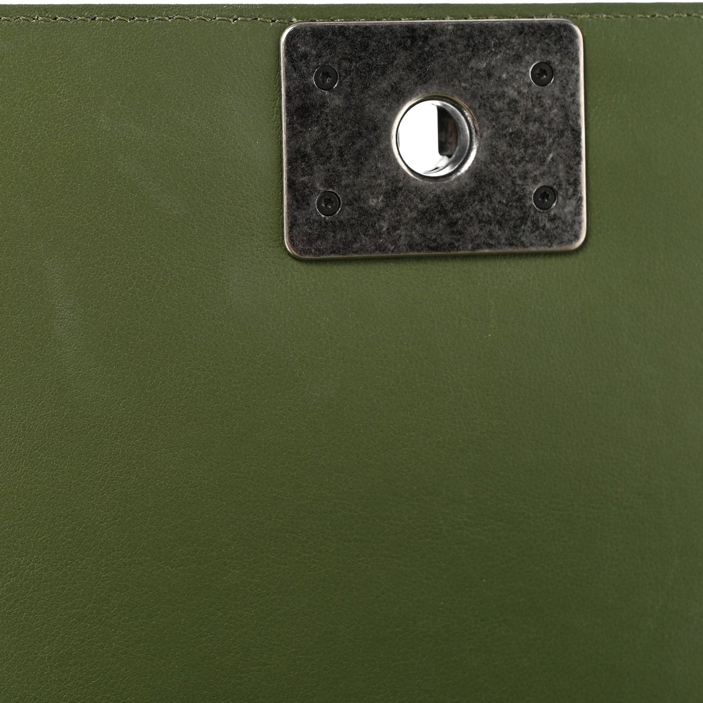 Calfskin Chevron Quilted Medium Boy Flap Dark Green
