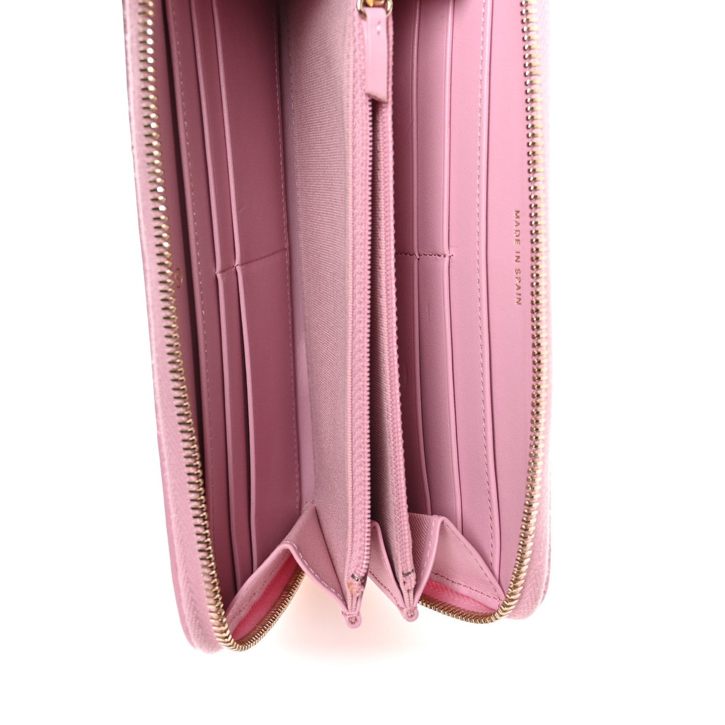 Lambskin Quilted 19 Long Zipped Around Wallet Pink