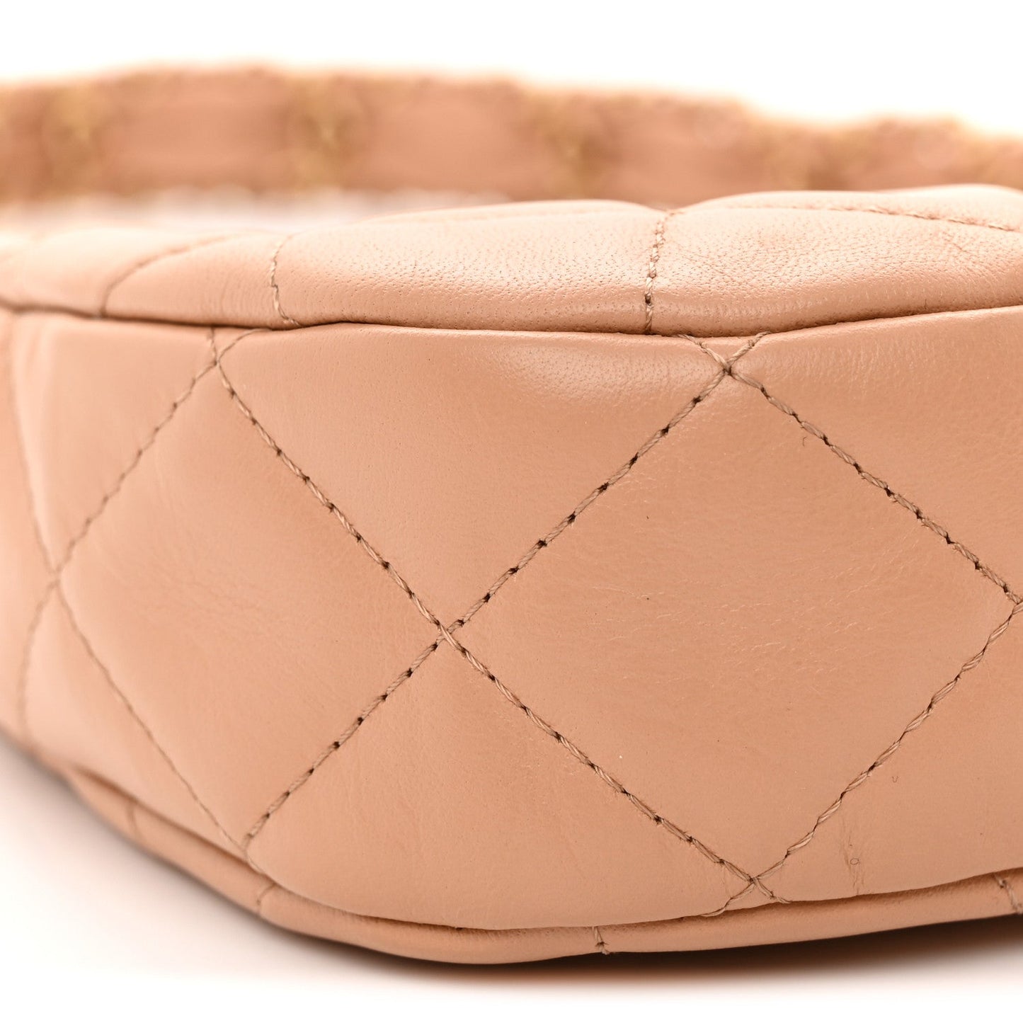 Aged Calfskin Quilted Small Chanel 19 Hobo  Beige
