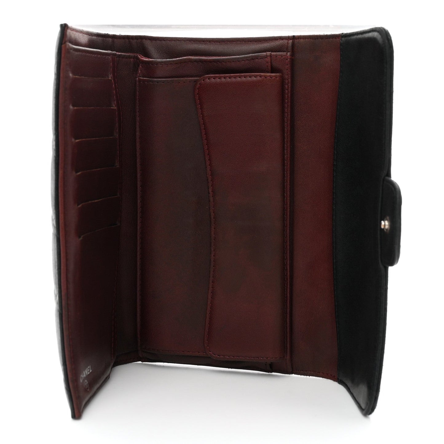 Lambskin Quilted Large Flap Wallet Black