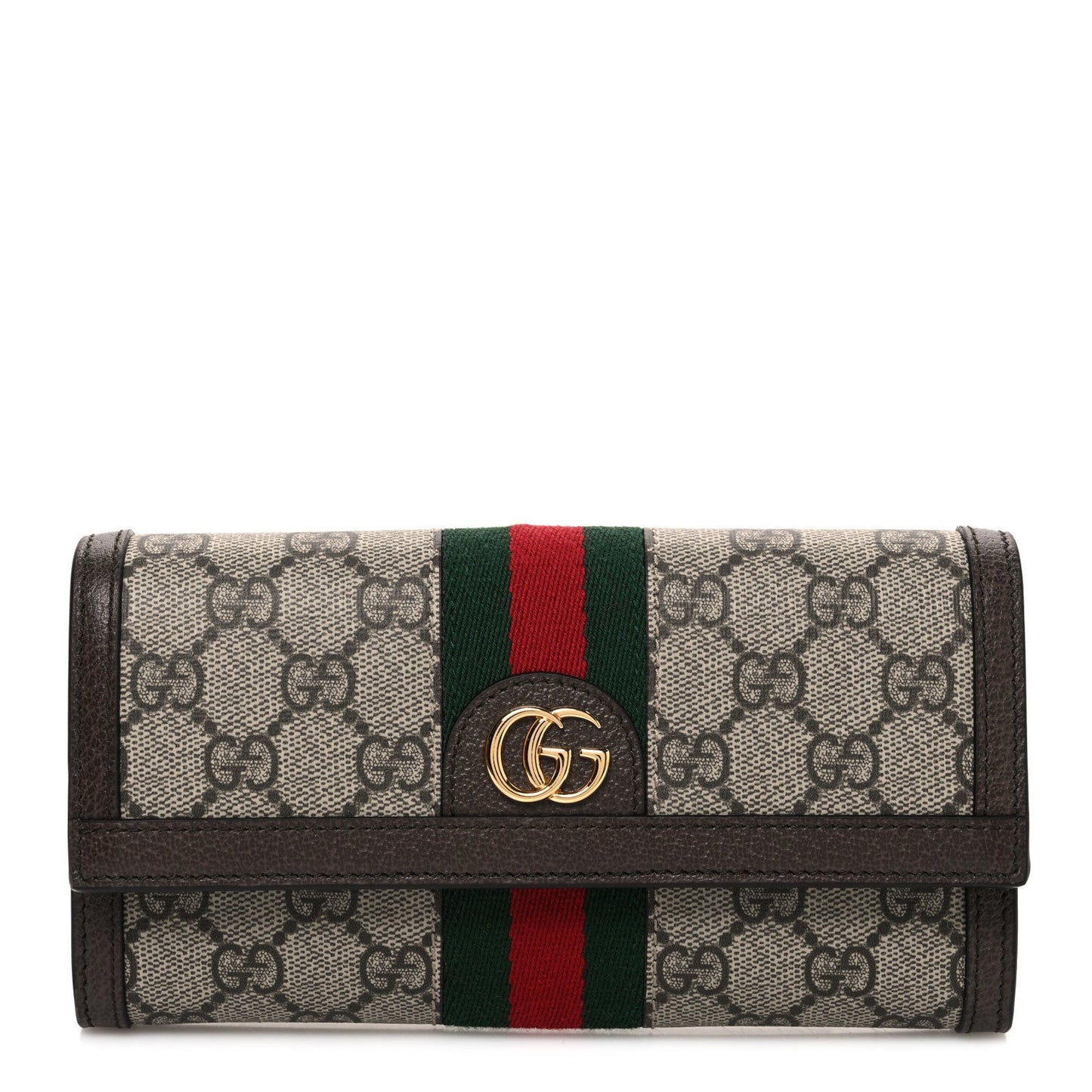 GG Supreme Monogram Web Ophidia Continental Wallet Brown