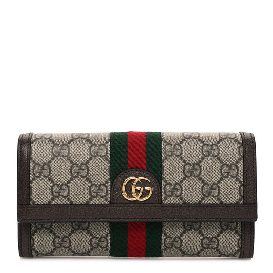 GG Supreme Monogram Web Ophidia Continental Wallet Brown