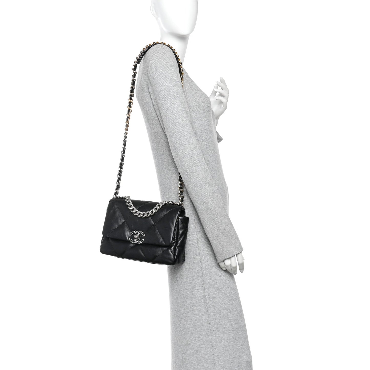 Lambskin Quilted Medium Chanel 19 Flap Black