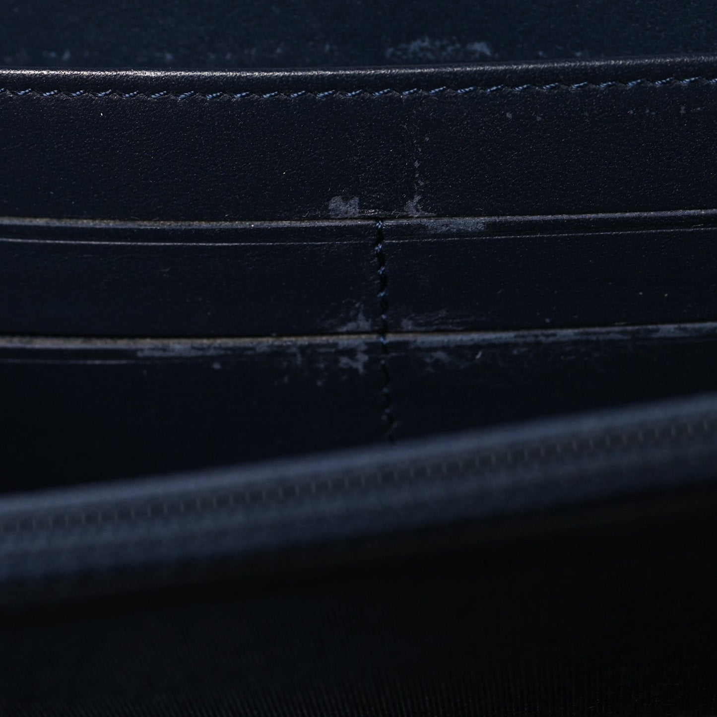 Caviar Quilted Filigree Zip Around Wallet Navy