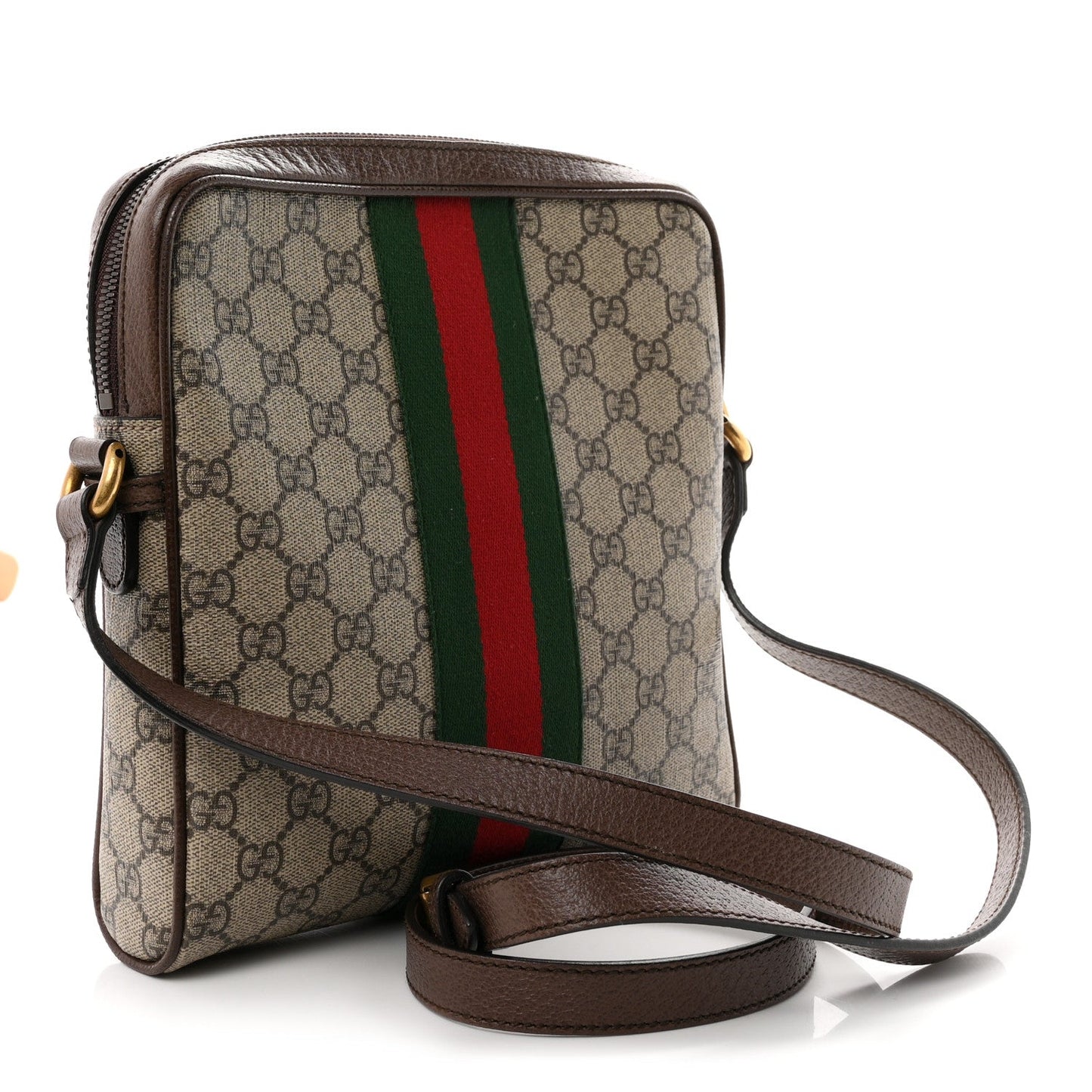 GG Supreme Monogram Web Small Ophidia Messenger Bag Brown