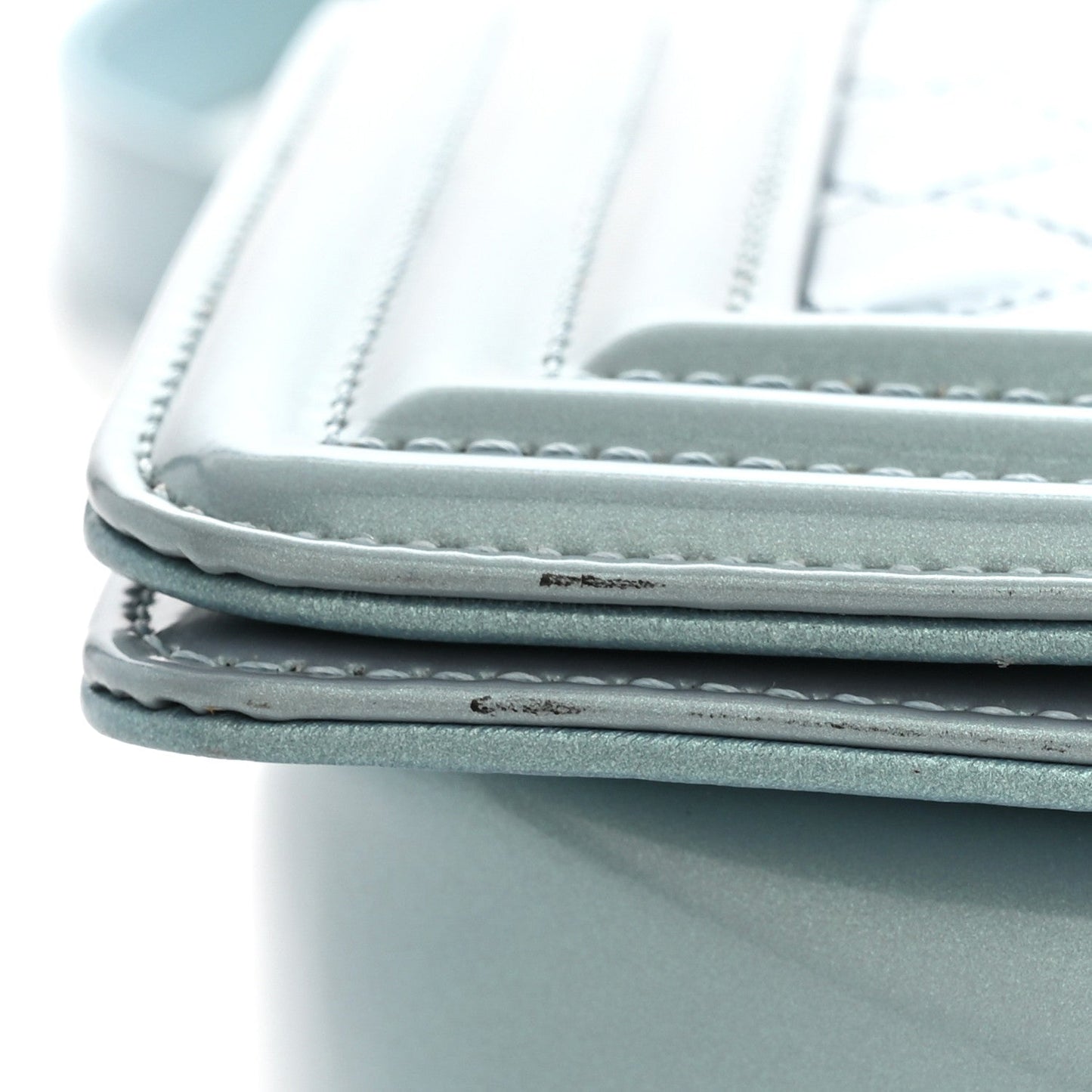 Iridescent Glazed Calfskin Quilted New Medium Boy Flap Light Blue