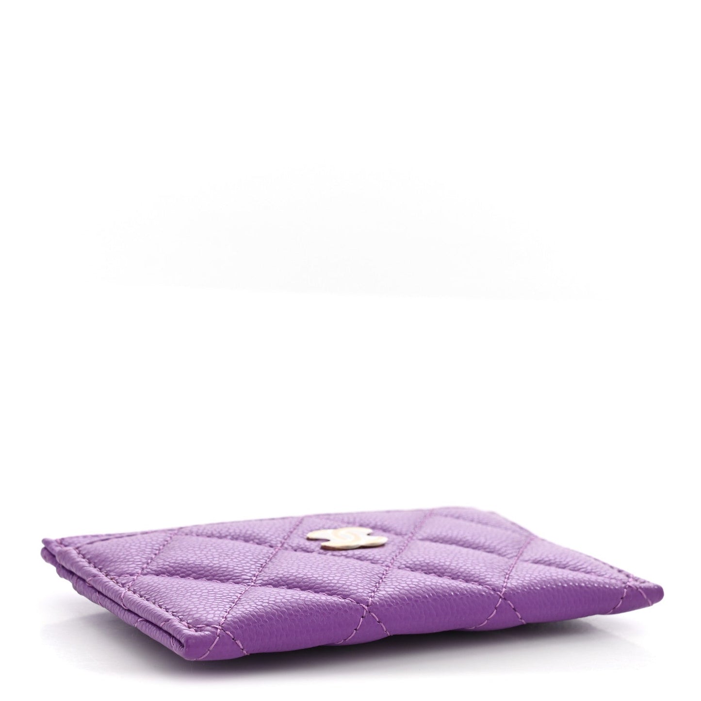 Caviar Quilted Card Holder Purple
