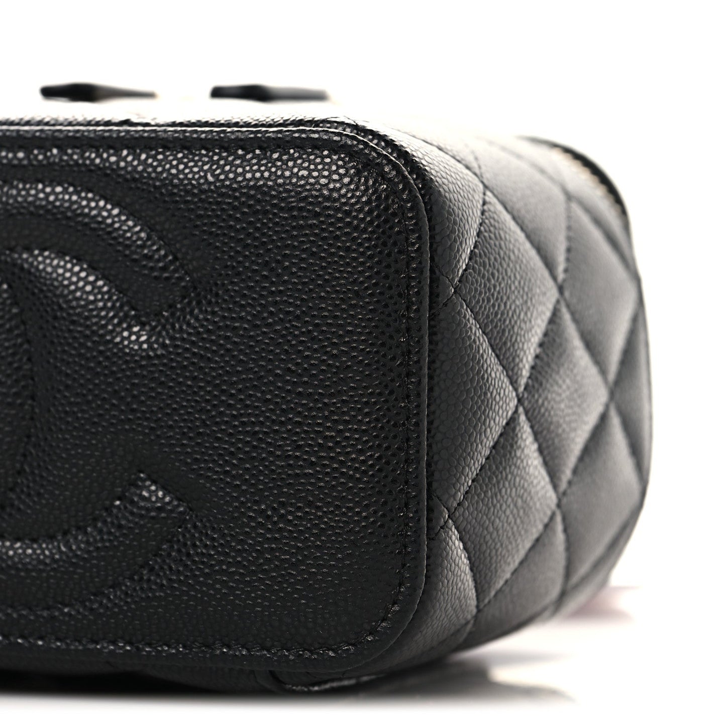 Caviar Quilted Small Vanity Case With Chain Black