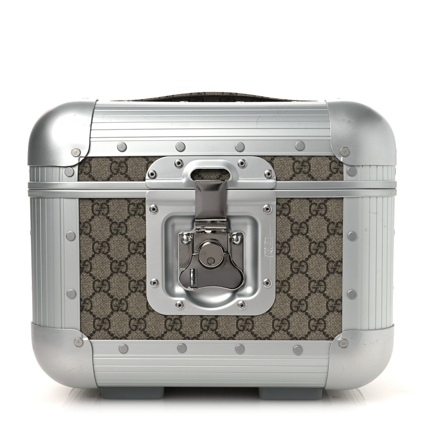 GG Supreme Monogram Aluminum Porter Beauty Case Silver