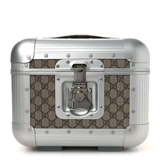 GG Supreme Monogram Aluminum Porter Beauty Case Silver