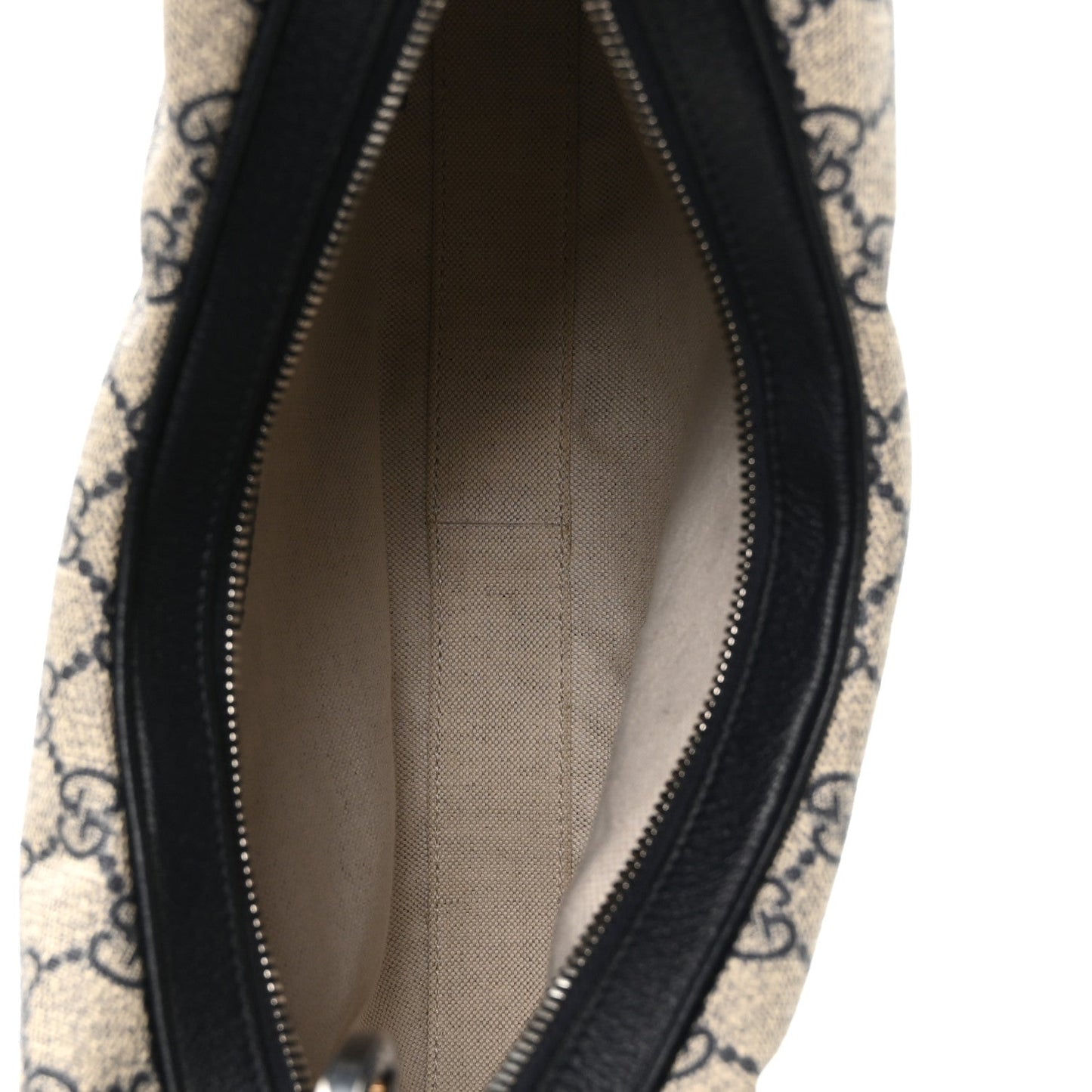 GG Supreme Monogram Textured Calfskin Web Large Attache Shoulder Bag Beige Blue