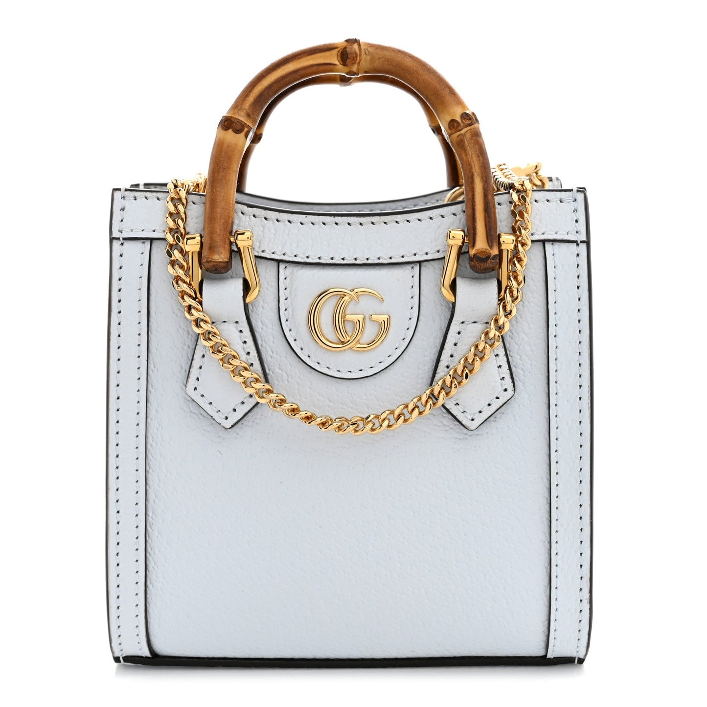 Textured Dollar Calfskin Super Mini Diana Tote Bag  Pale Blue