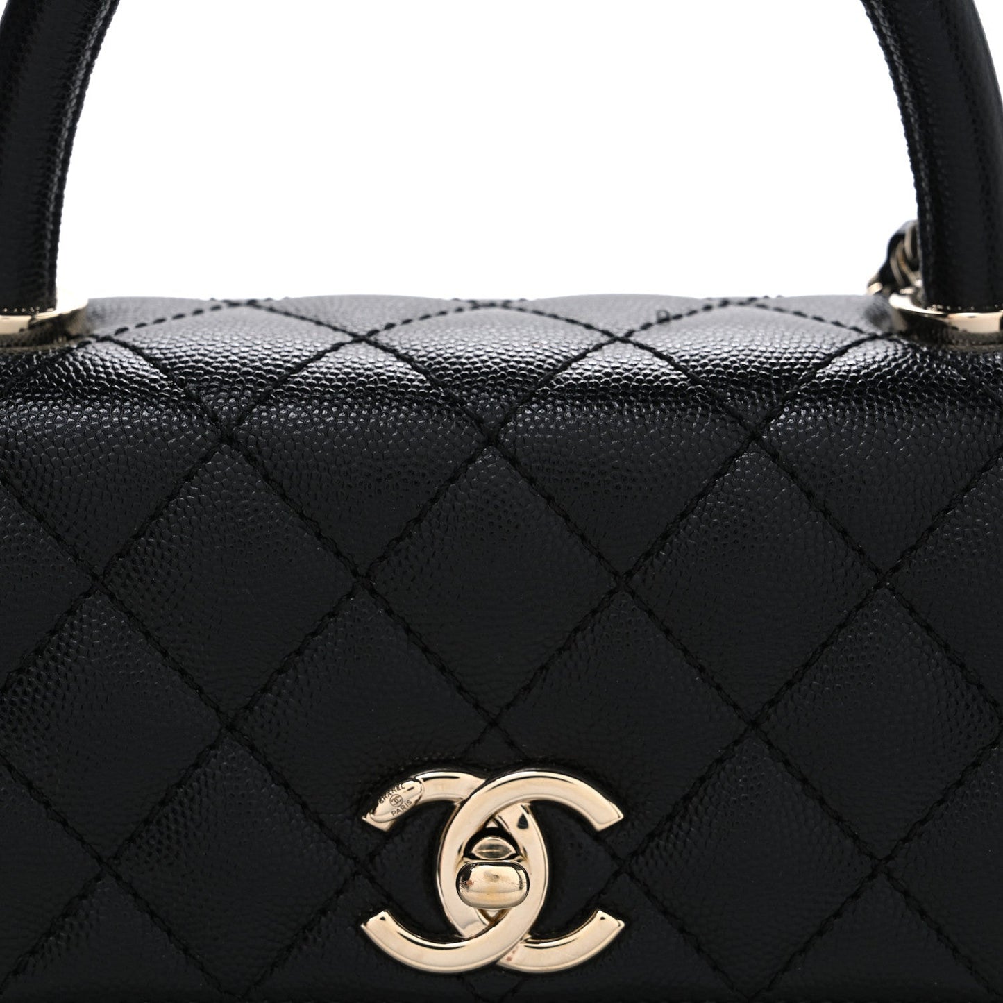 Caviar Quilted Maxi East West Coco Handle Flap Black Black Black