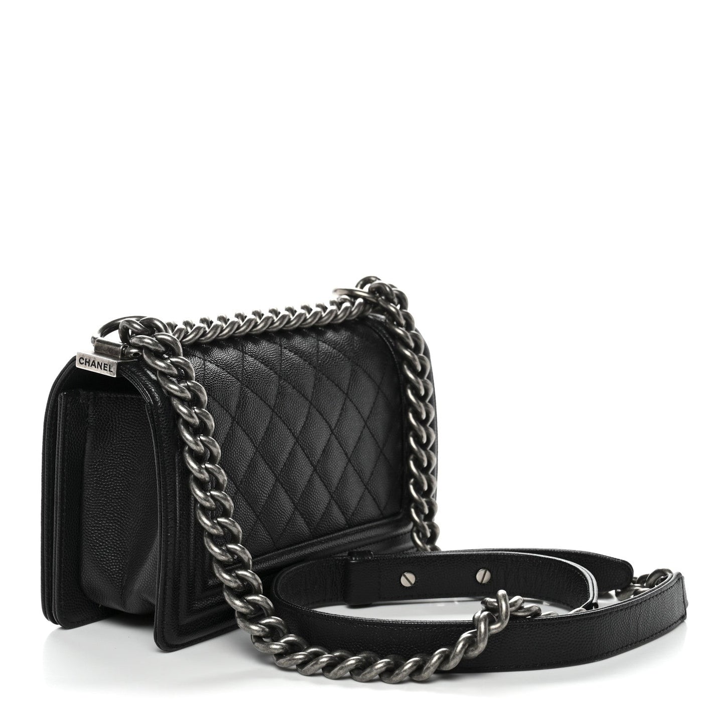 Caviar Quilted Small Boy Flap Black