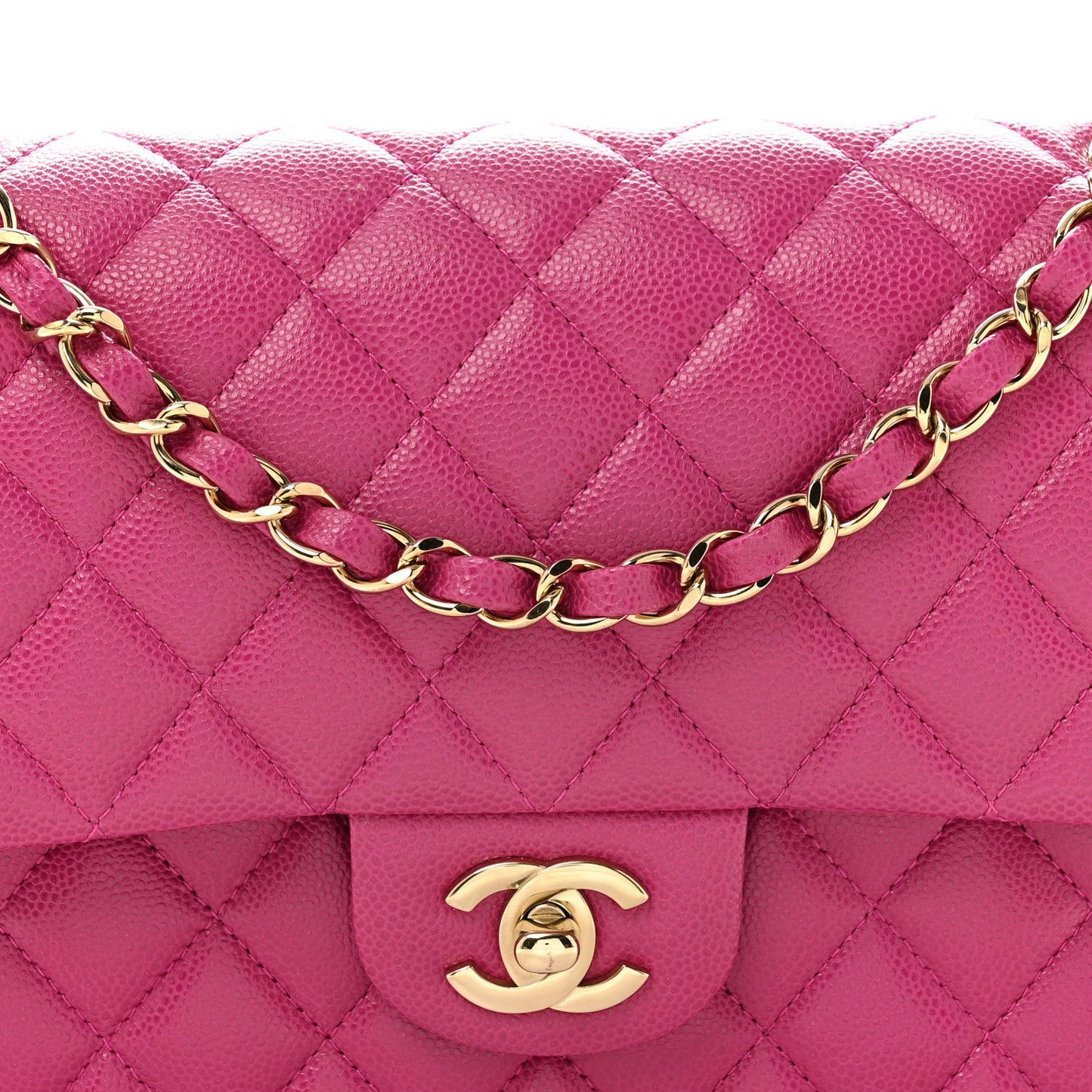 Caviar Quilted Medium Double Flap Purple