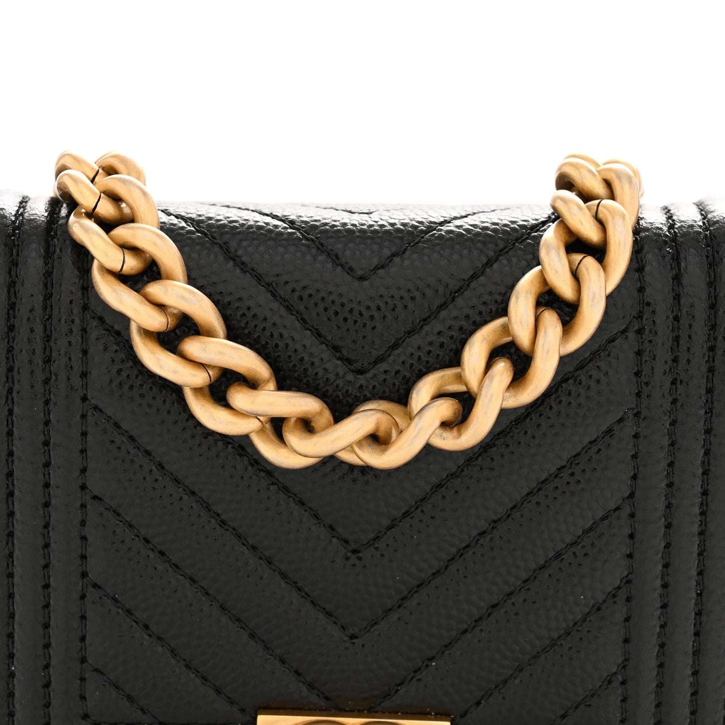 Caviar Chevron Quilted Boy Flap Waist Belt Bag Black