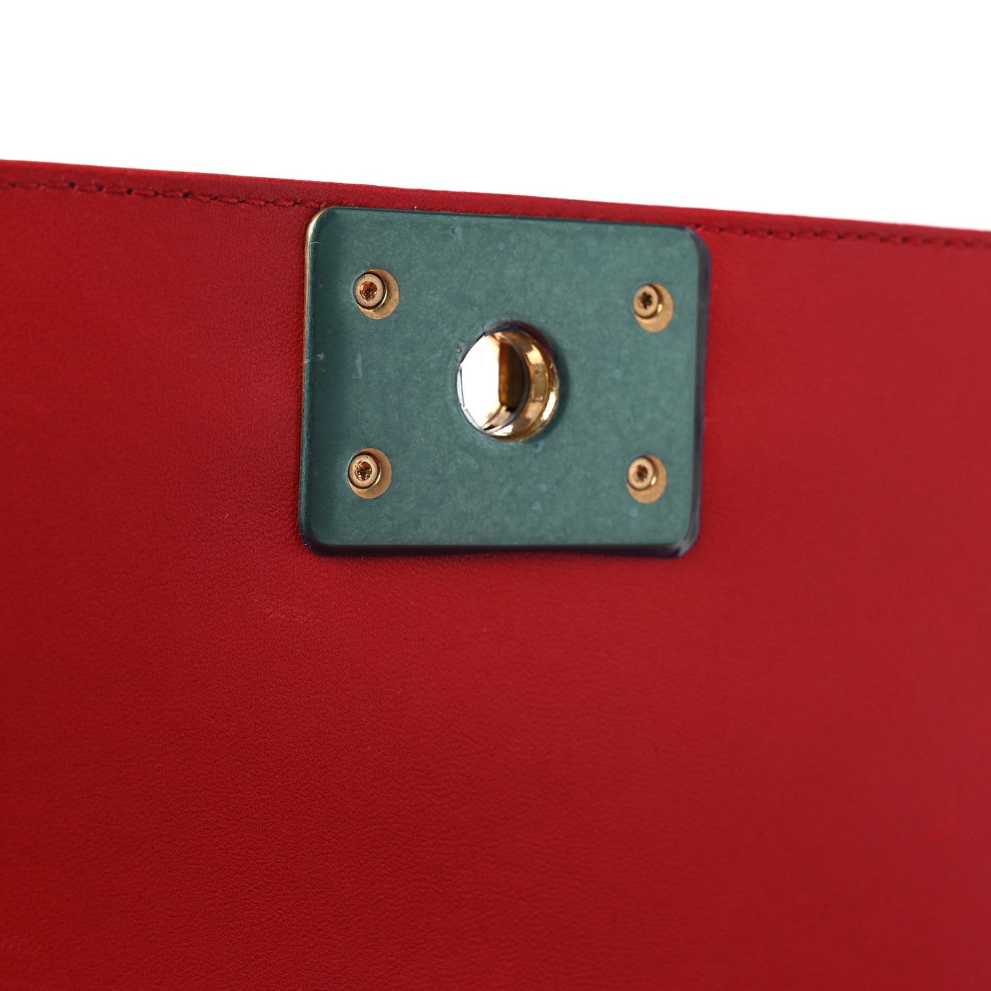 Lambskin Chevron Chain Stitched Medium Boy Flap Red