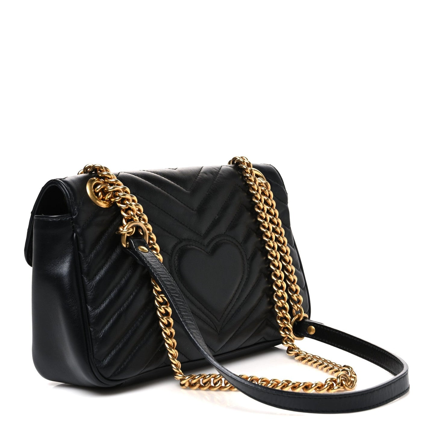 Calfskin Matelasse Small GG Marmont Shoulder Bag Black