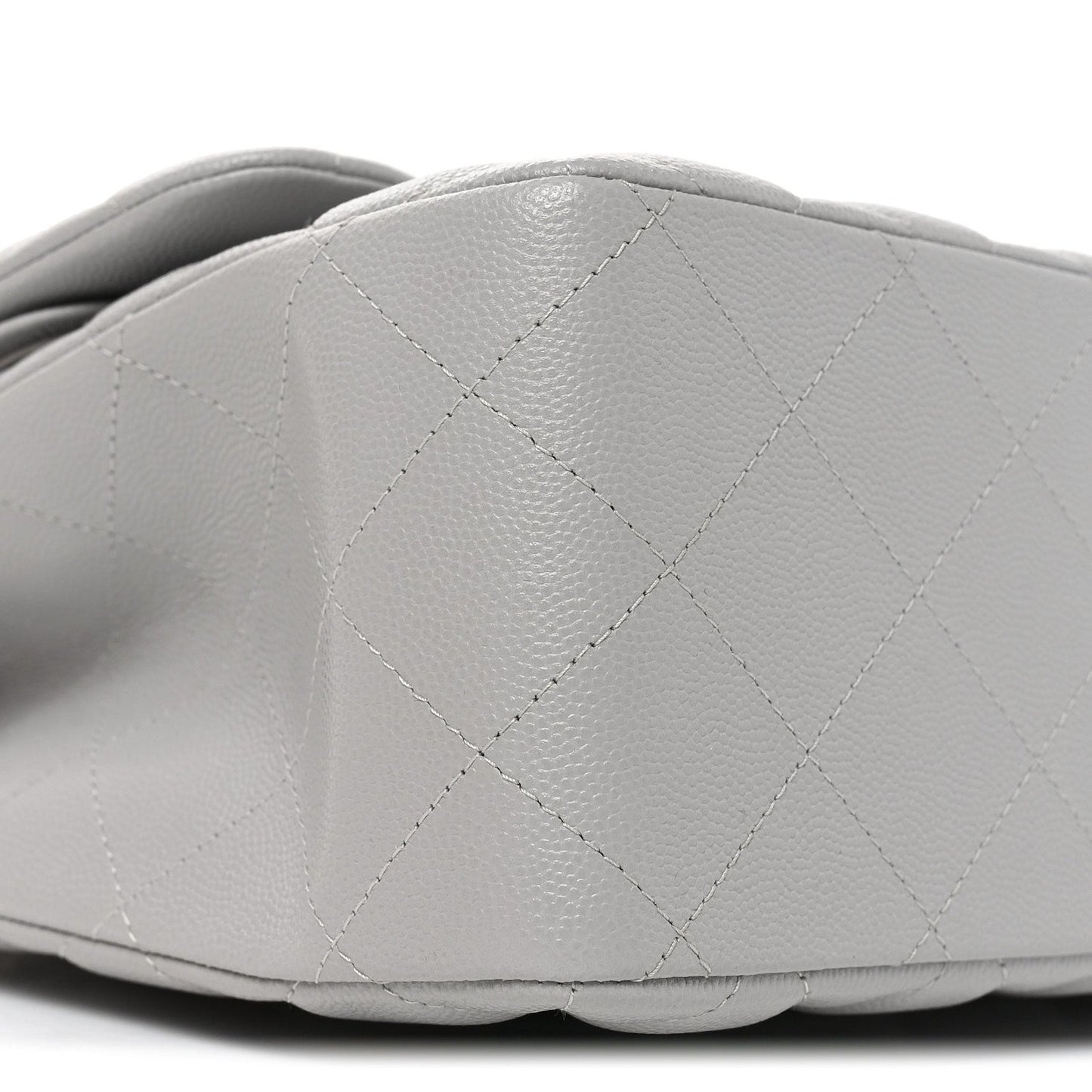 Caviar Quilted Jumbo Double Flap Grey