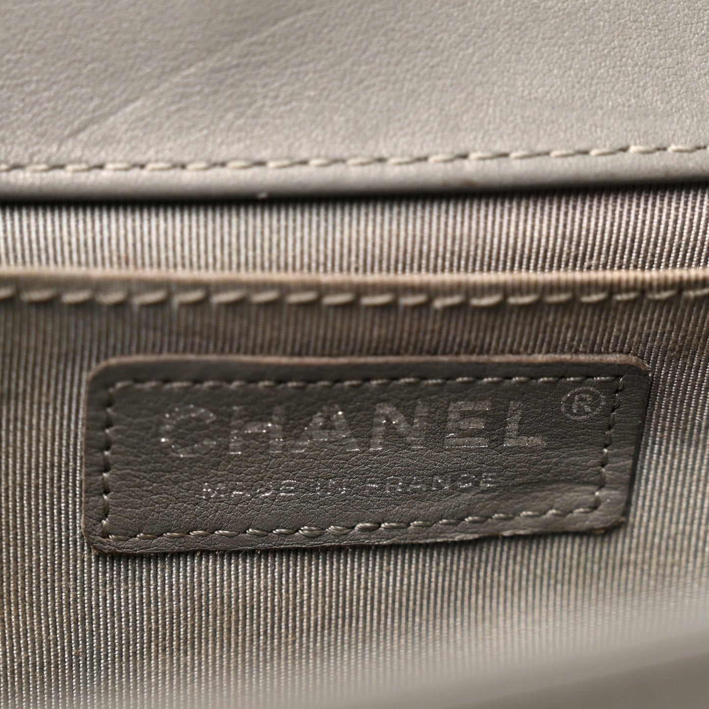 Lambskin Chevron Quilted Medium Boy Flap Grey