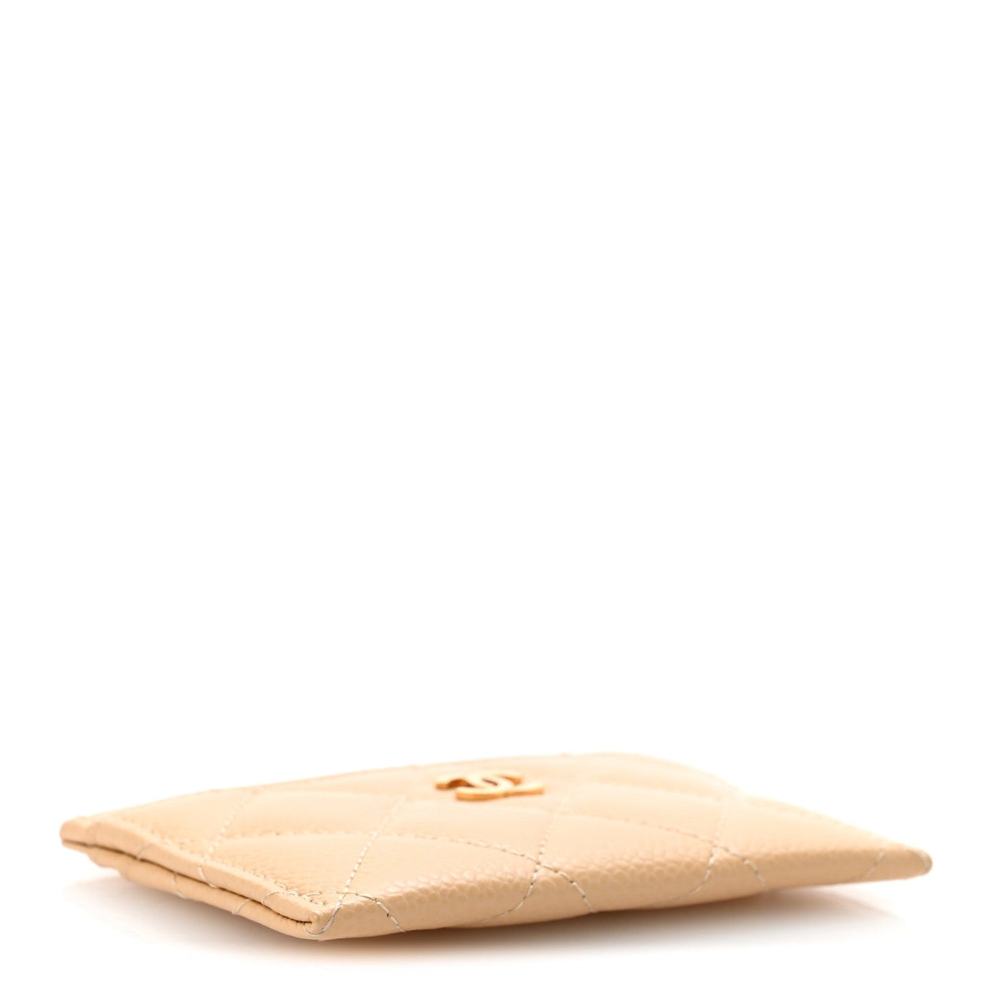 Caviar Quilted Card Holder Beige