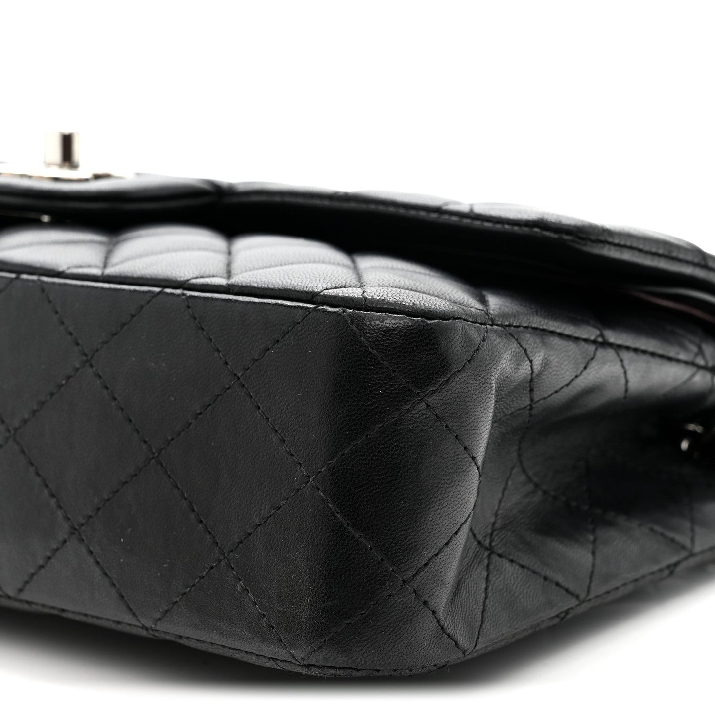 Lambskin Quilted Medium Double Flap Black