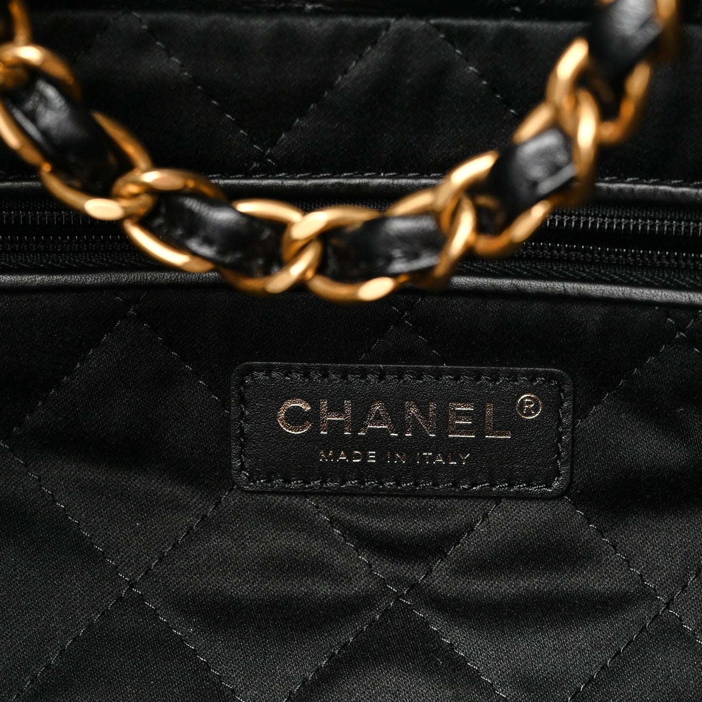 Shiny Calfskin Quilted Large Chanel 22 East West  Black