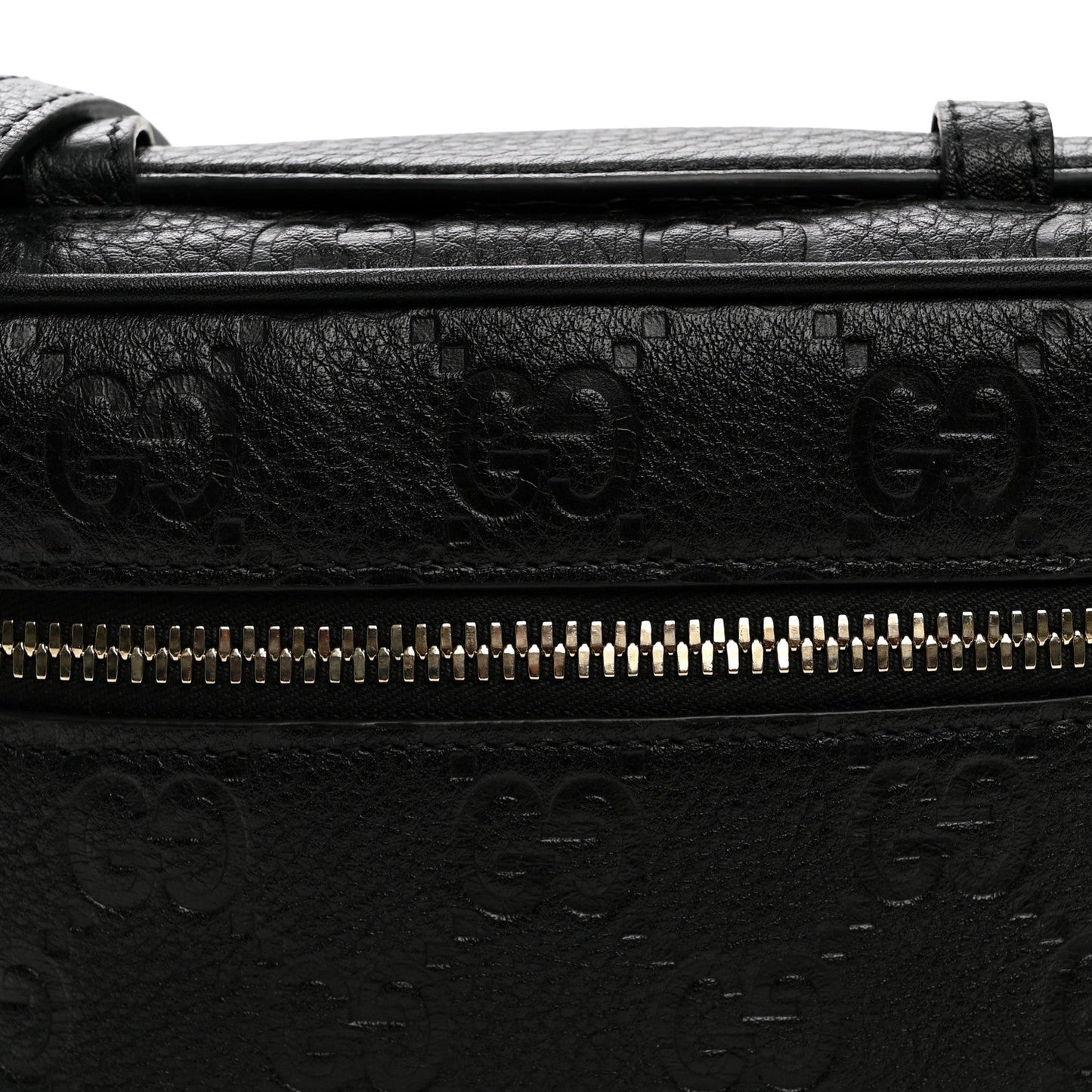 GG Calfskin Embossed Emblem Super MIni Crossbody Bag Black