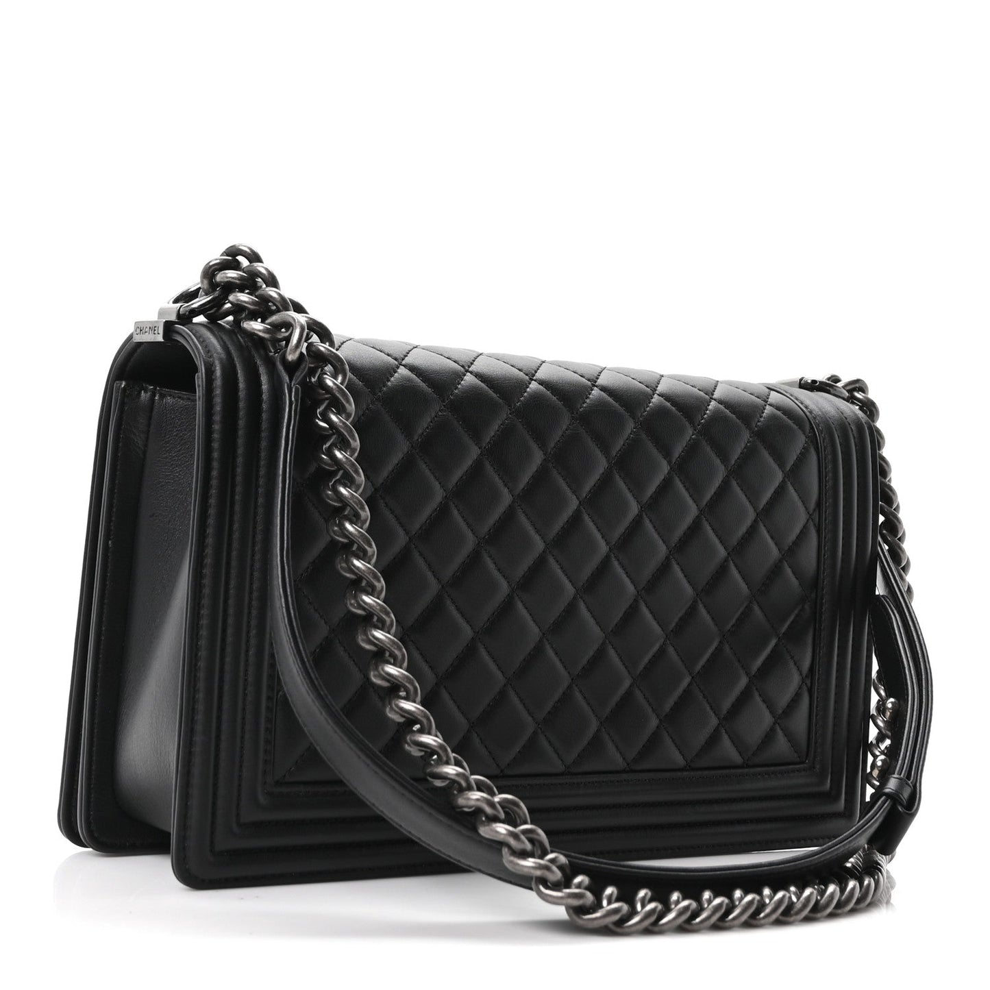 Calfskin Quilted New Medium Boy Flap Black