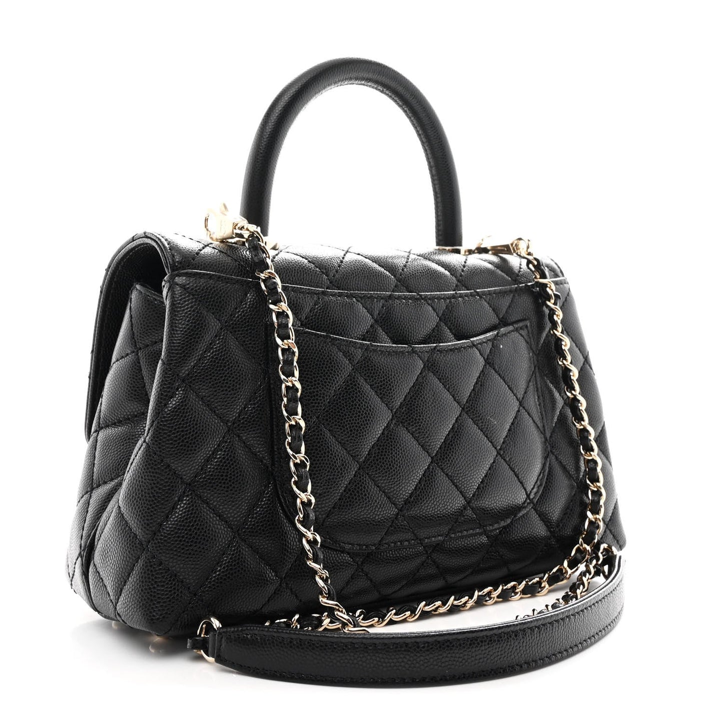 Caviar Quilted Mini Coco Handle Flap Black