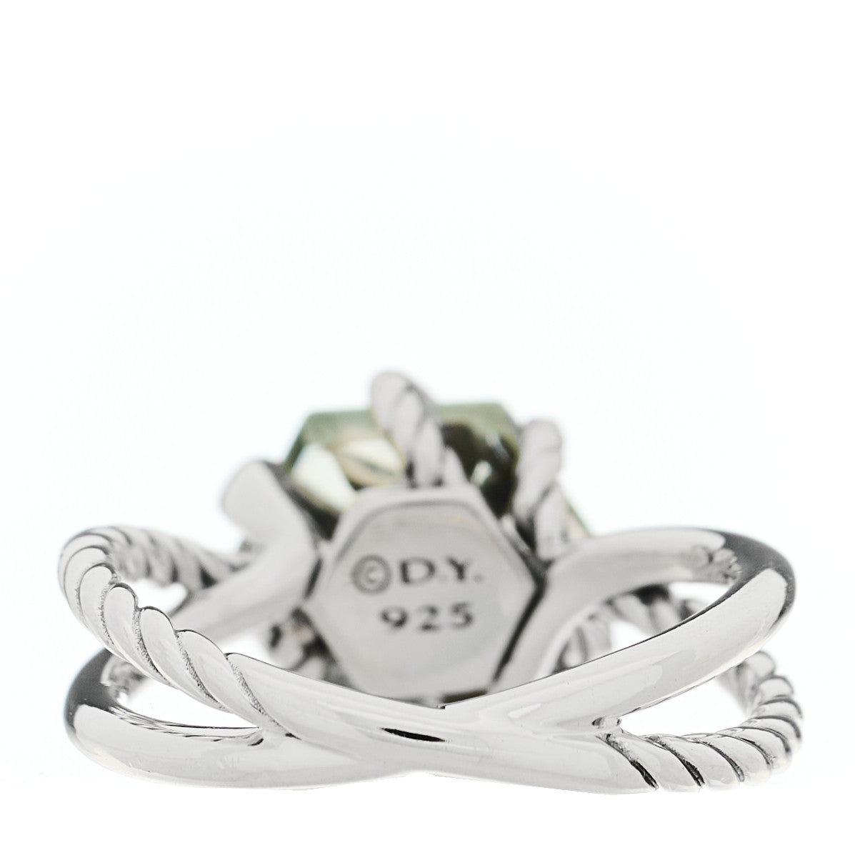 Sterling Silver Diamond Prasiolite 10mm Cable Wrap Ring 54 7