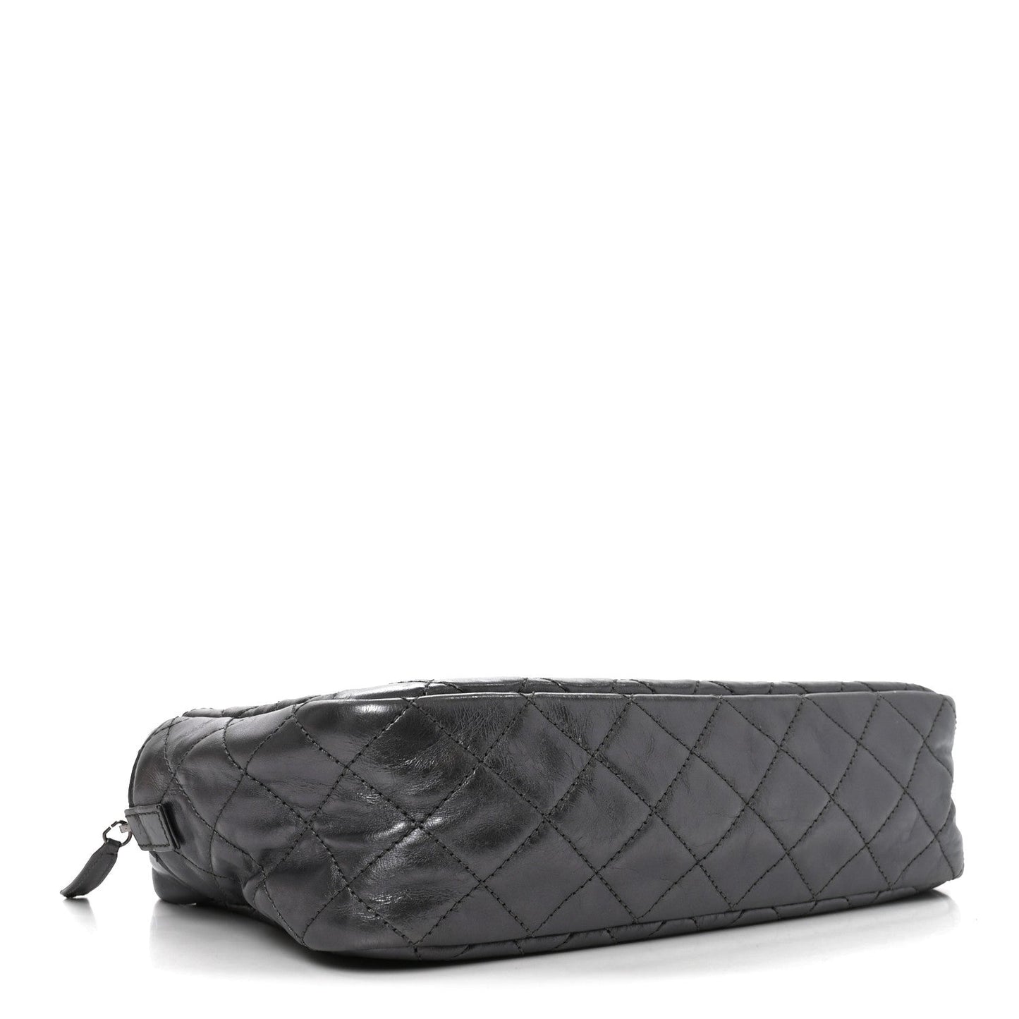 Metallic Aged Calfskin Quilted Medium Reissue Camera Case Dark Silver