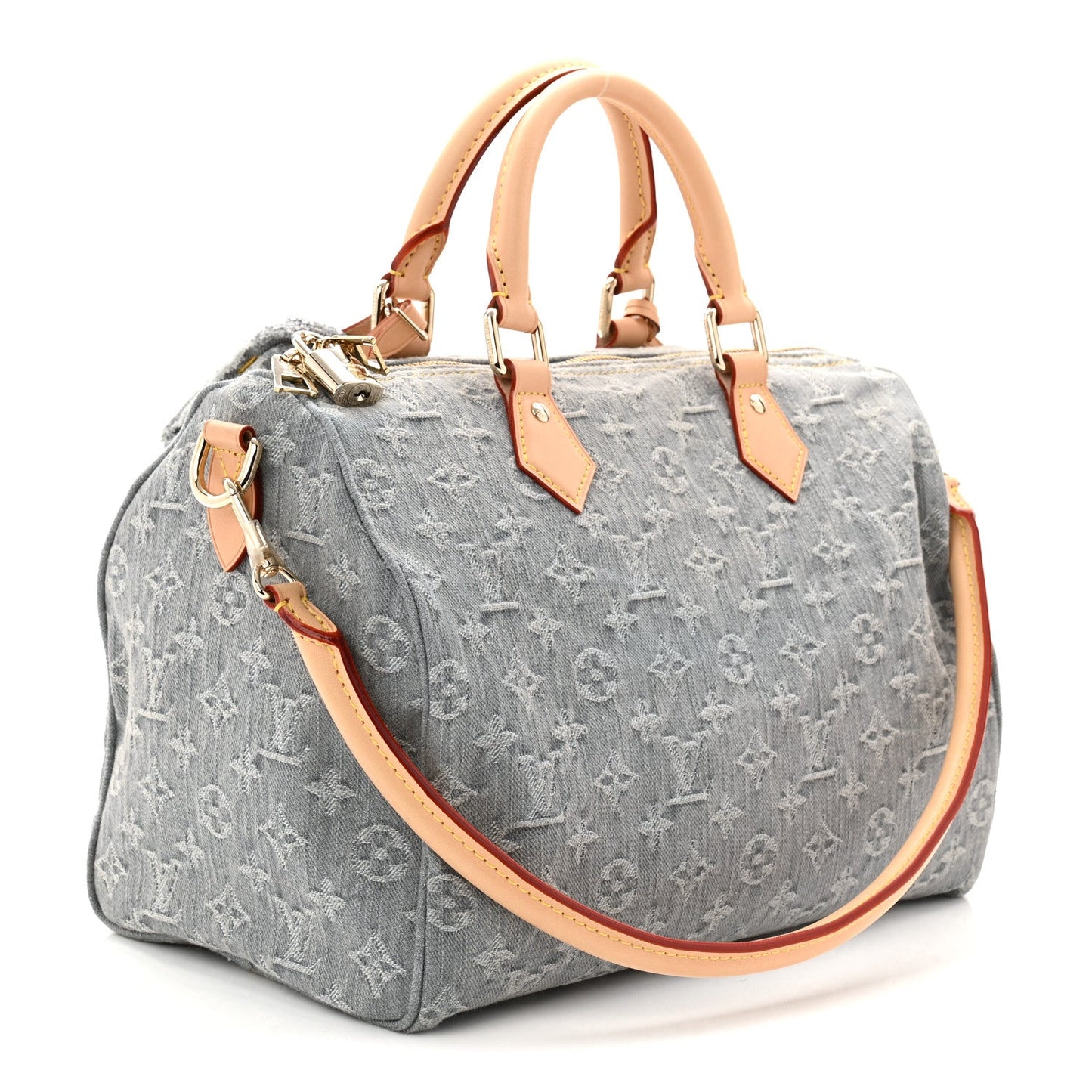 Monogram Denim Speedy Soft 30 Washed Gray