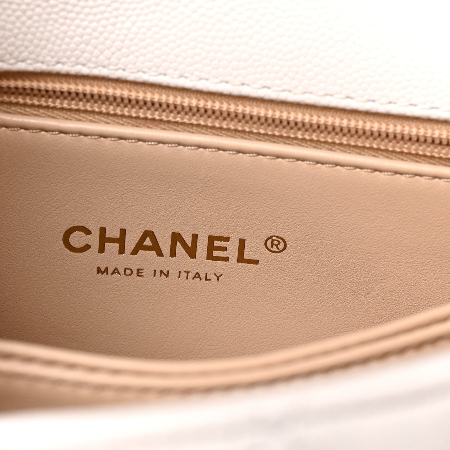 Caviar Quilted Mini Coco Handle Flap White