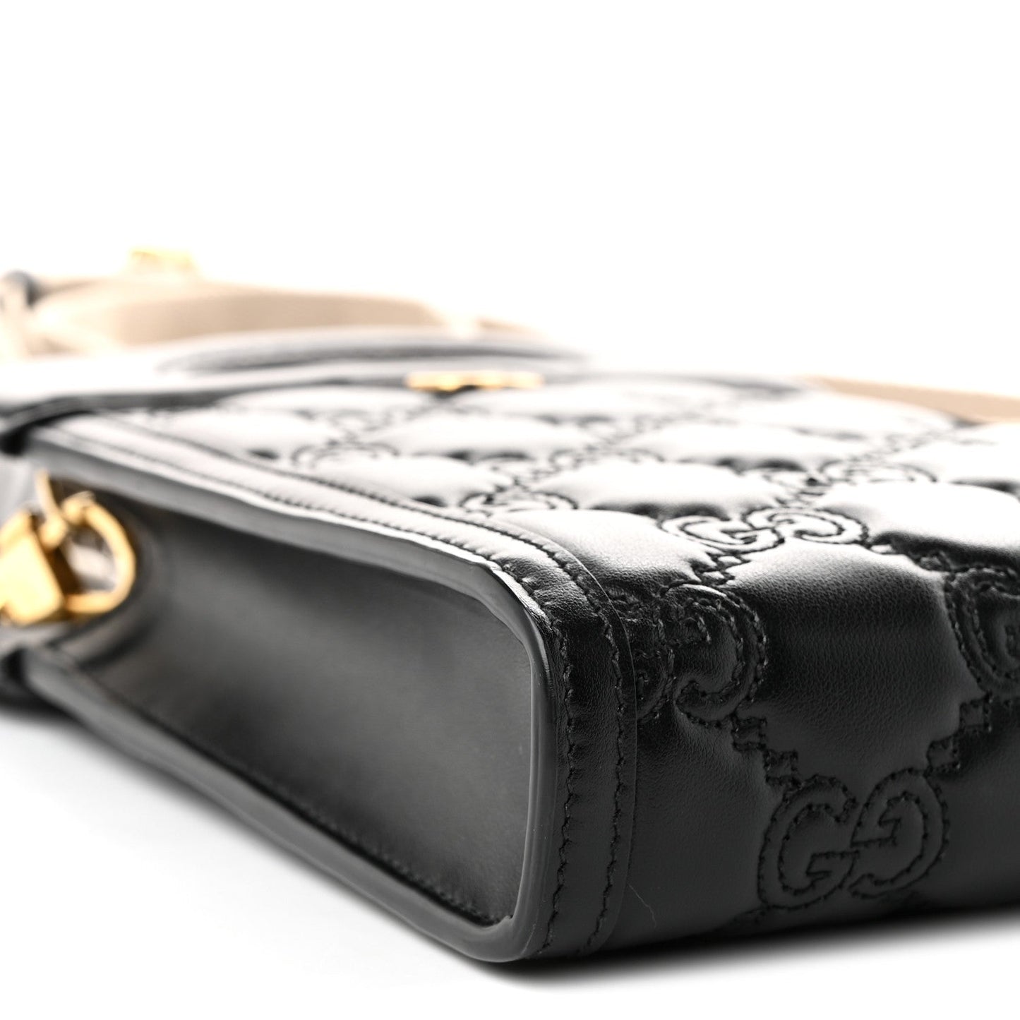 Calfskin GG Matelasse Mini Top Slip Handle Crossbody Bag Black Natural