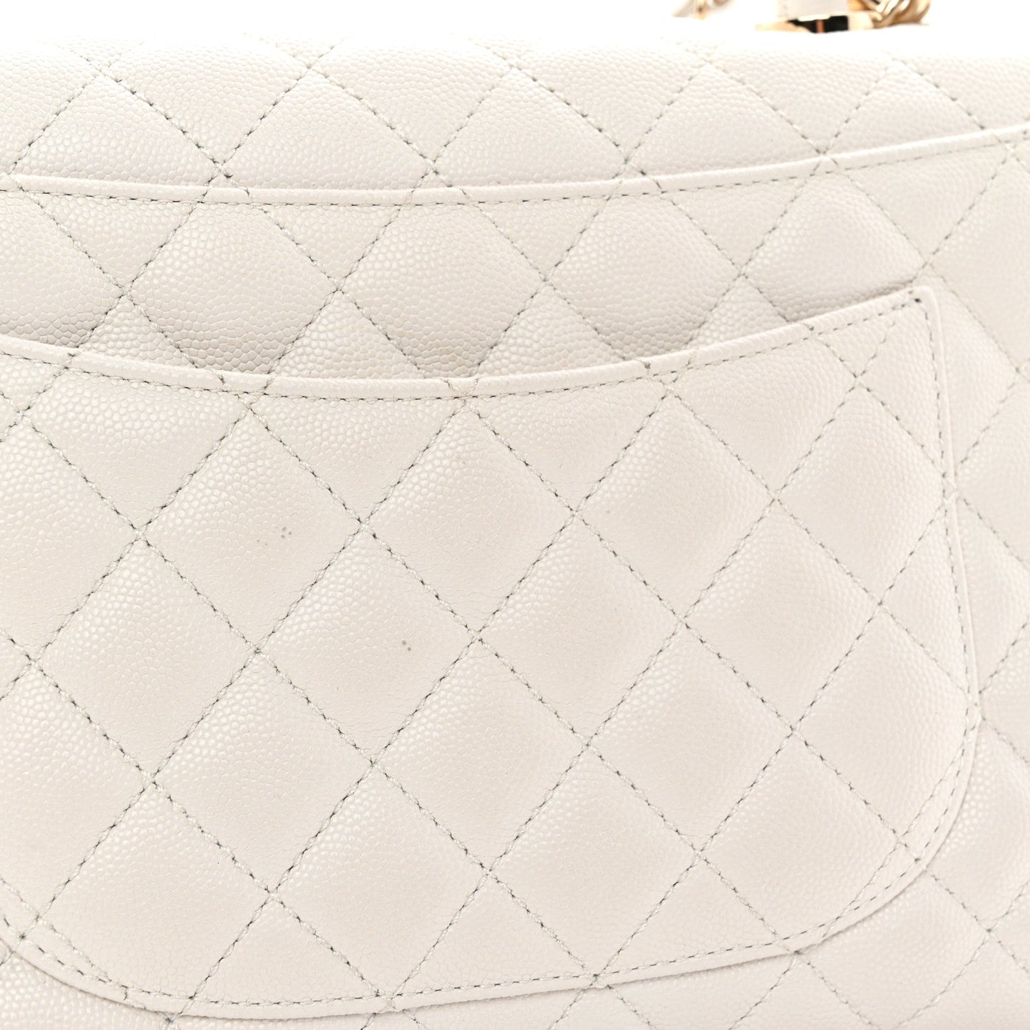 Caviar Quilted Small Coco Handle Flap White