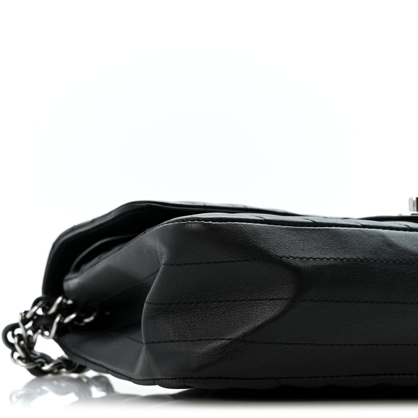 Lambskin Chevron Quilted Medium Double Flap Black