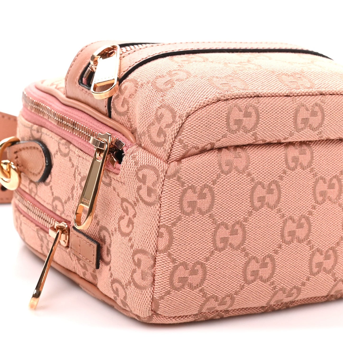 Monogram Textured Dollar Calfskin Mini Ophidia Crossbody Cloche Rose Pink
