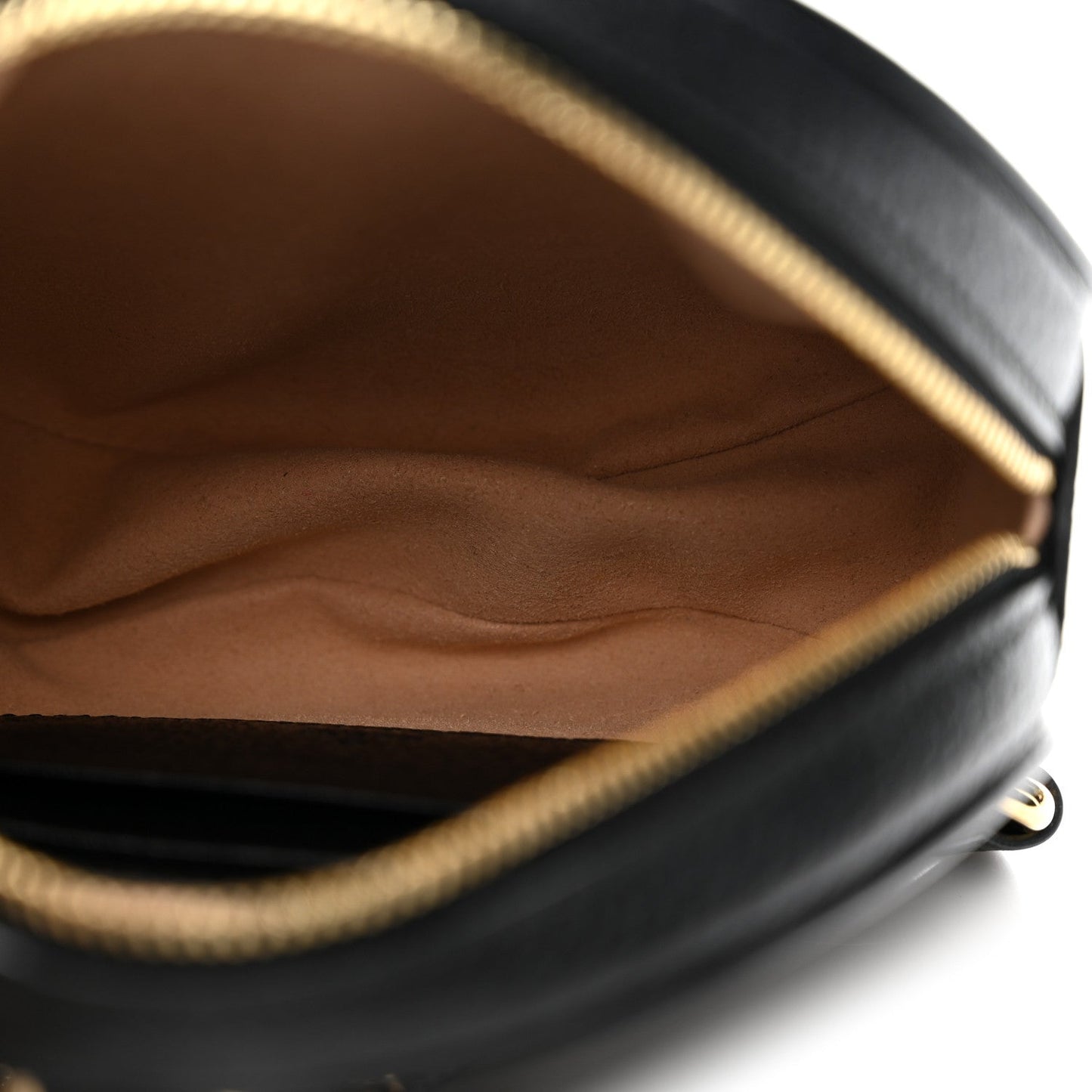 Grained Calfskin Web Mini Ophidia Round Shoulder Bag Black