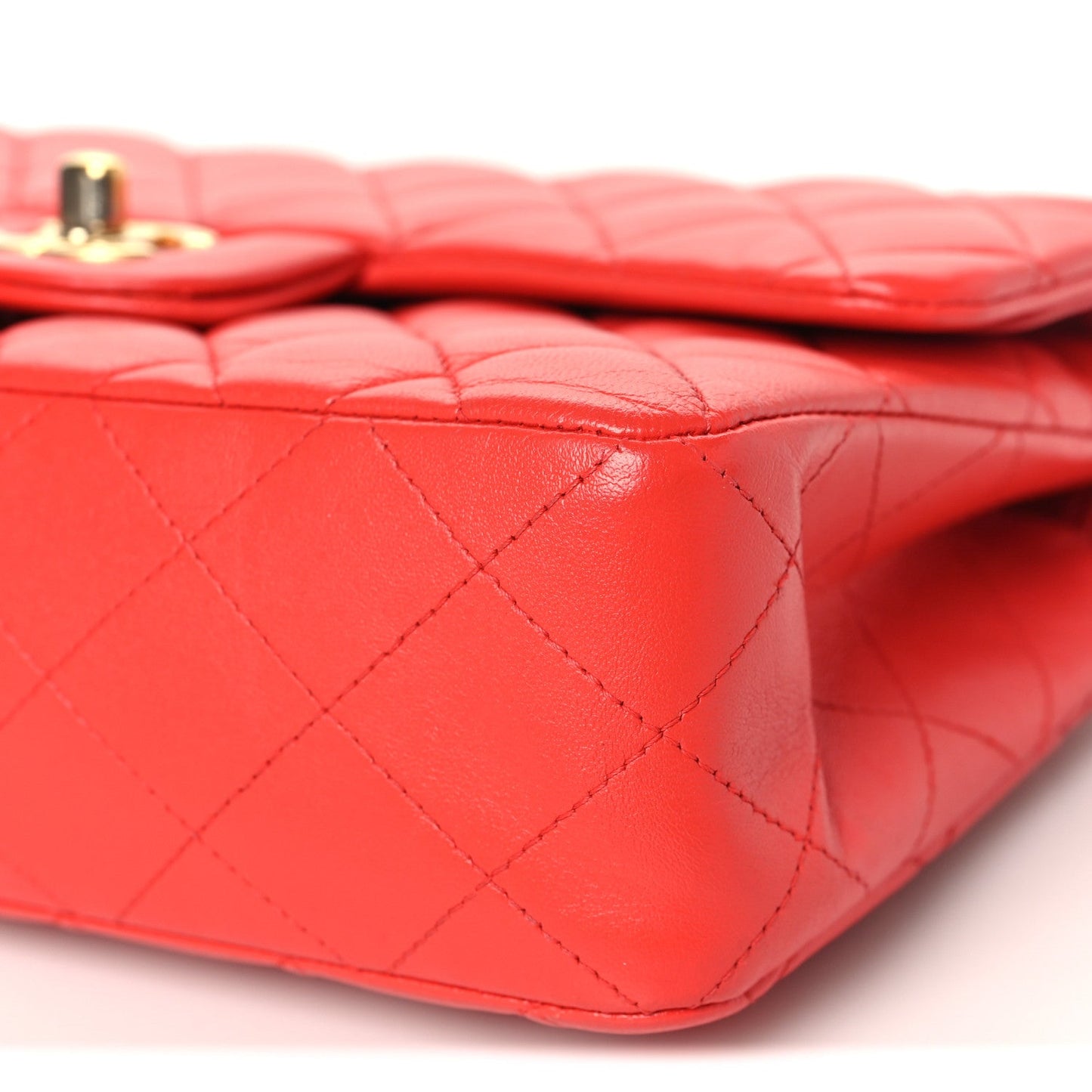 Lambskin Quilted Small Double Flap Red