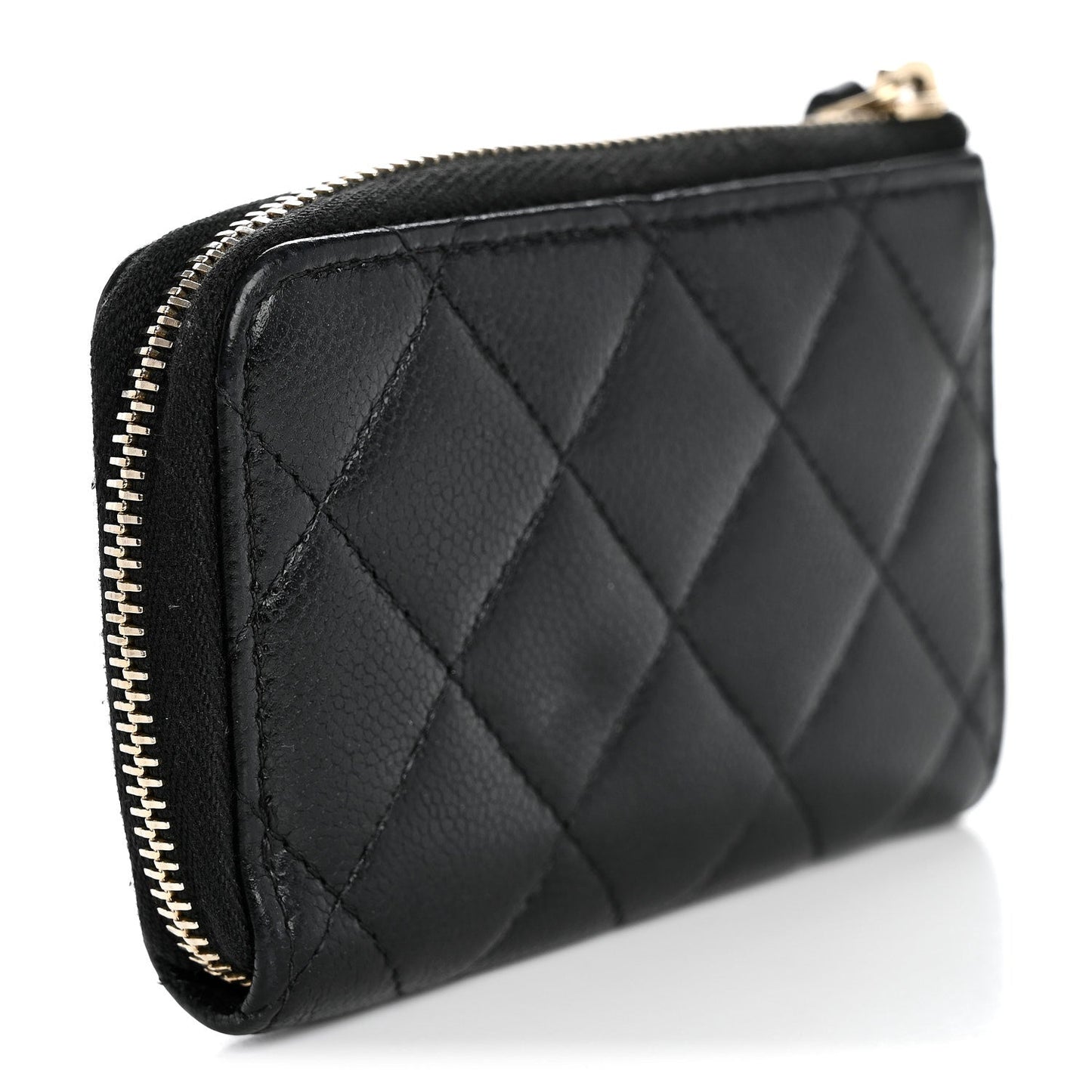 Caviar Quilted Zipped Key Holder Case Black