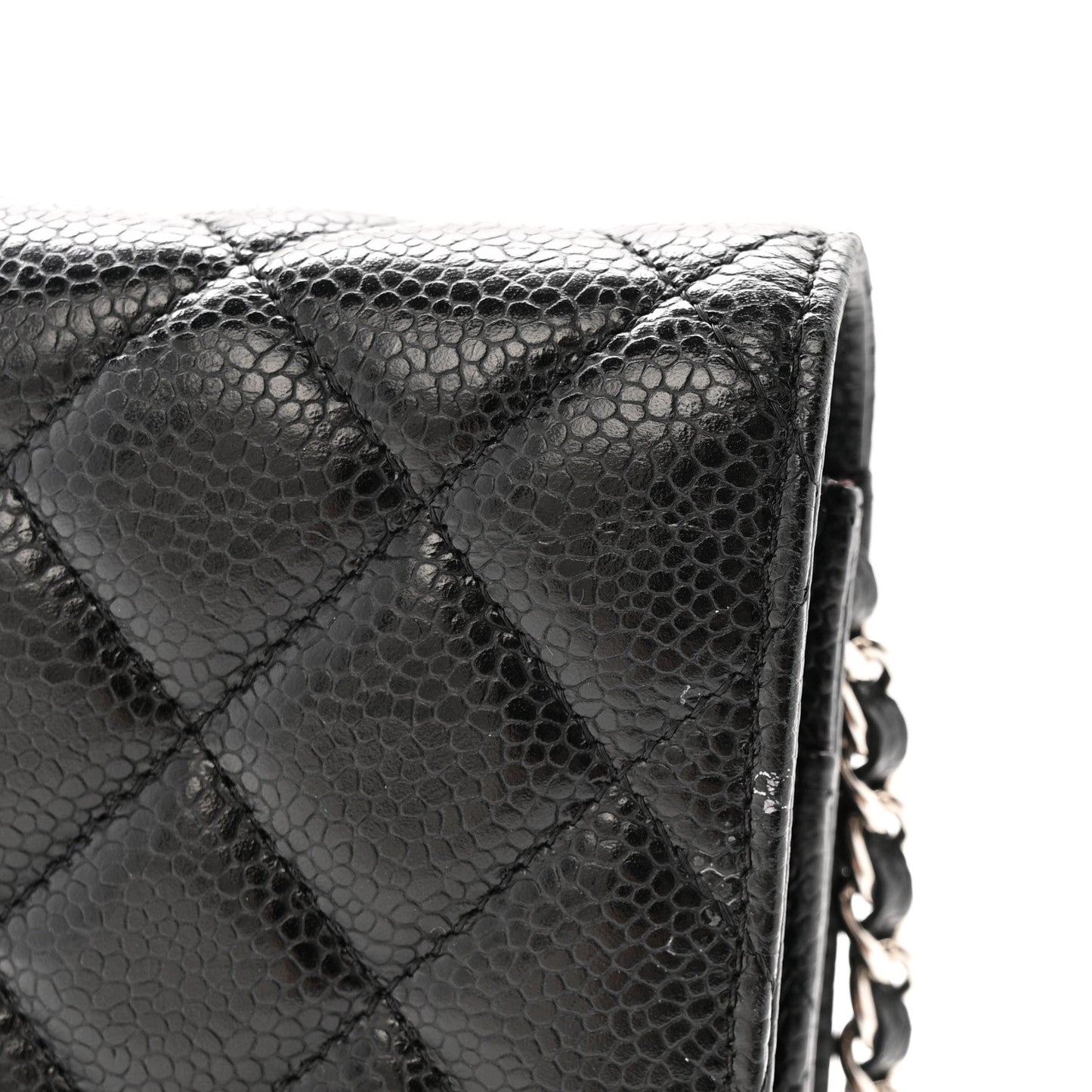 Caviar Quilted Wallet on Chain WOC Black